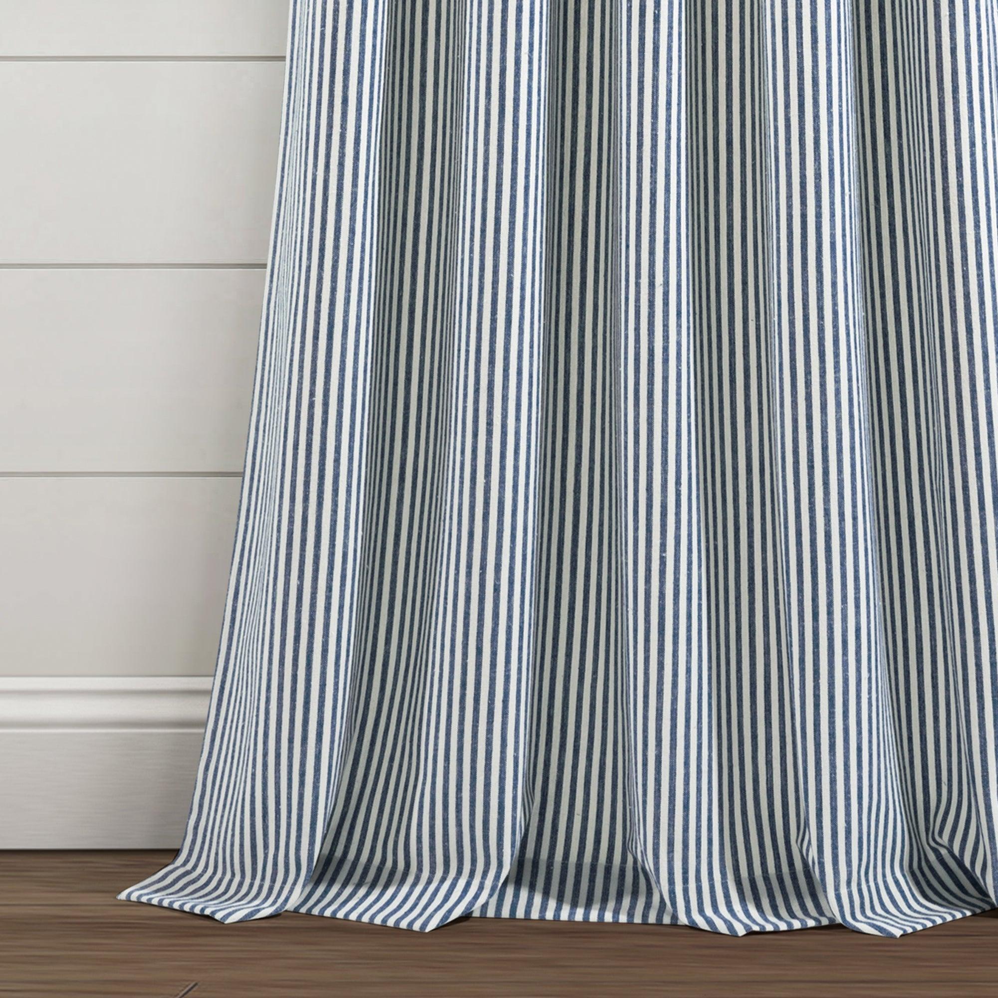 Farmhouse Vintage Stripe Recycled Cotton Window Curtain Panel Set