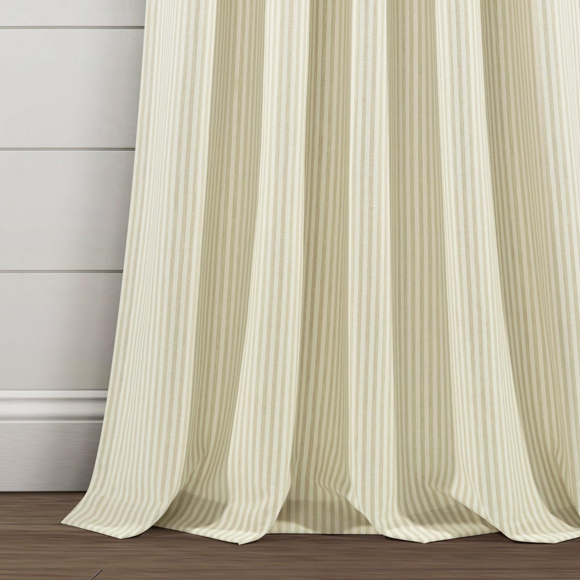 Farmhouse Vintage Stripe Recycled Cotton Window Curtain Panel Set