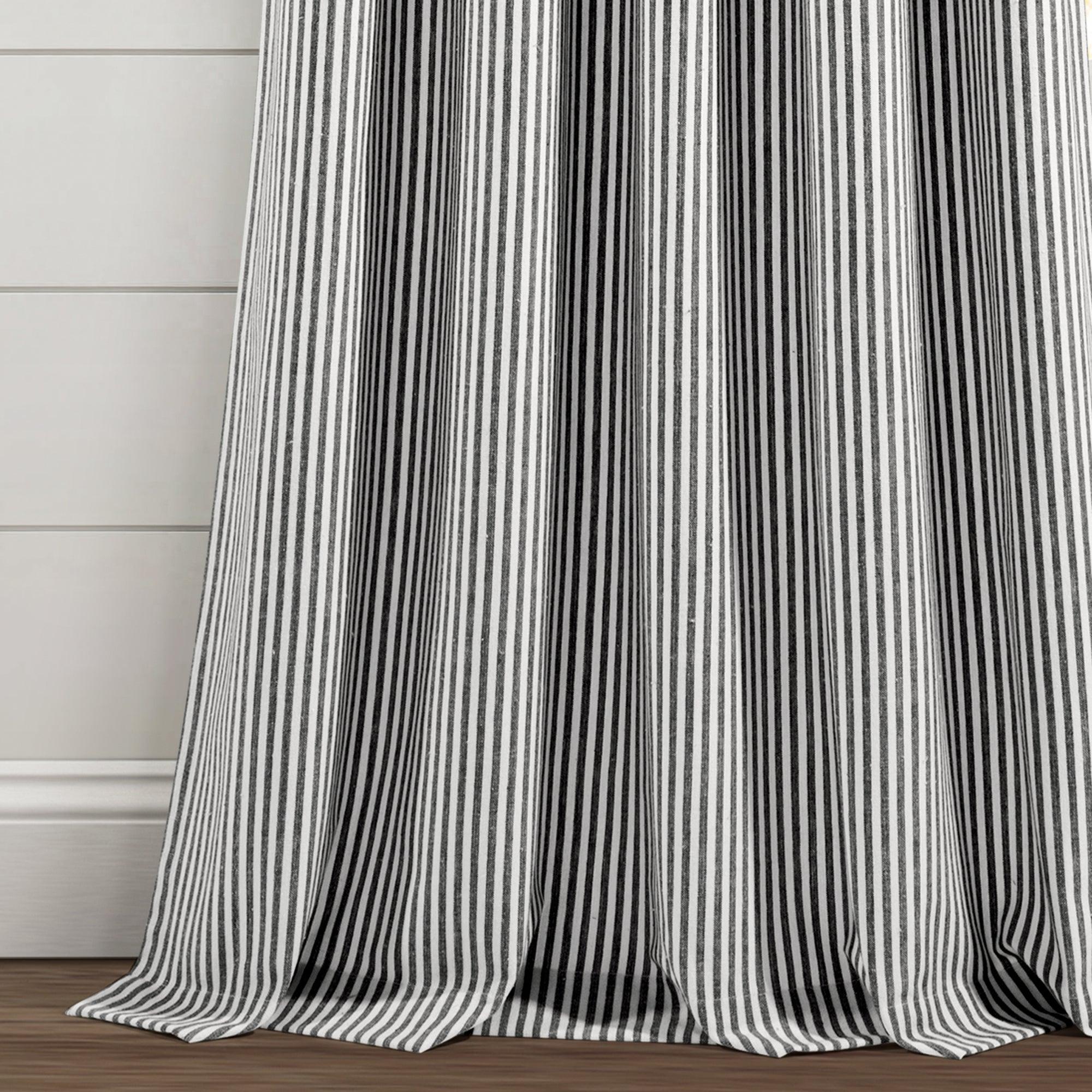 Farmhouse Vintage Stripe Recycled Cotton Window Curtain Panel Set