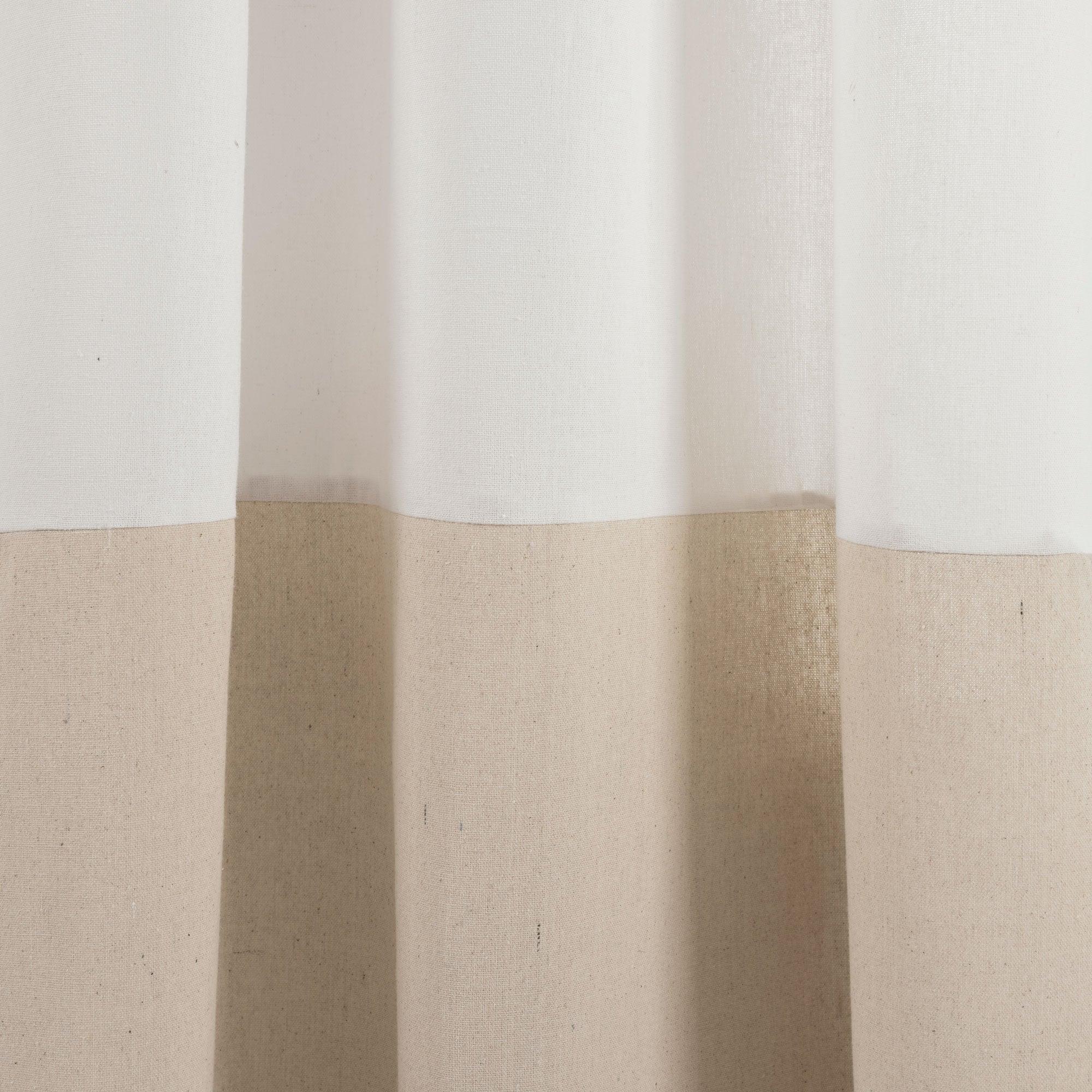 Faux Linen Grommet Color Block Window Curtain Panel