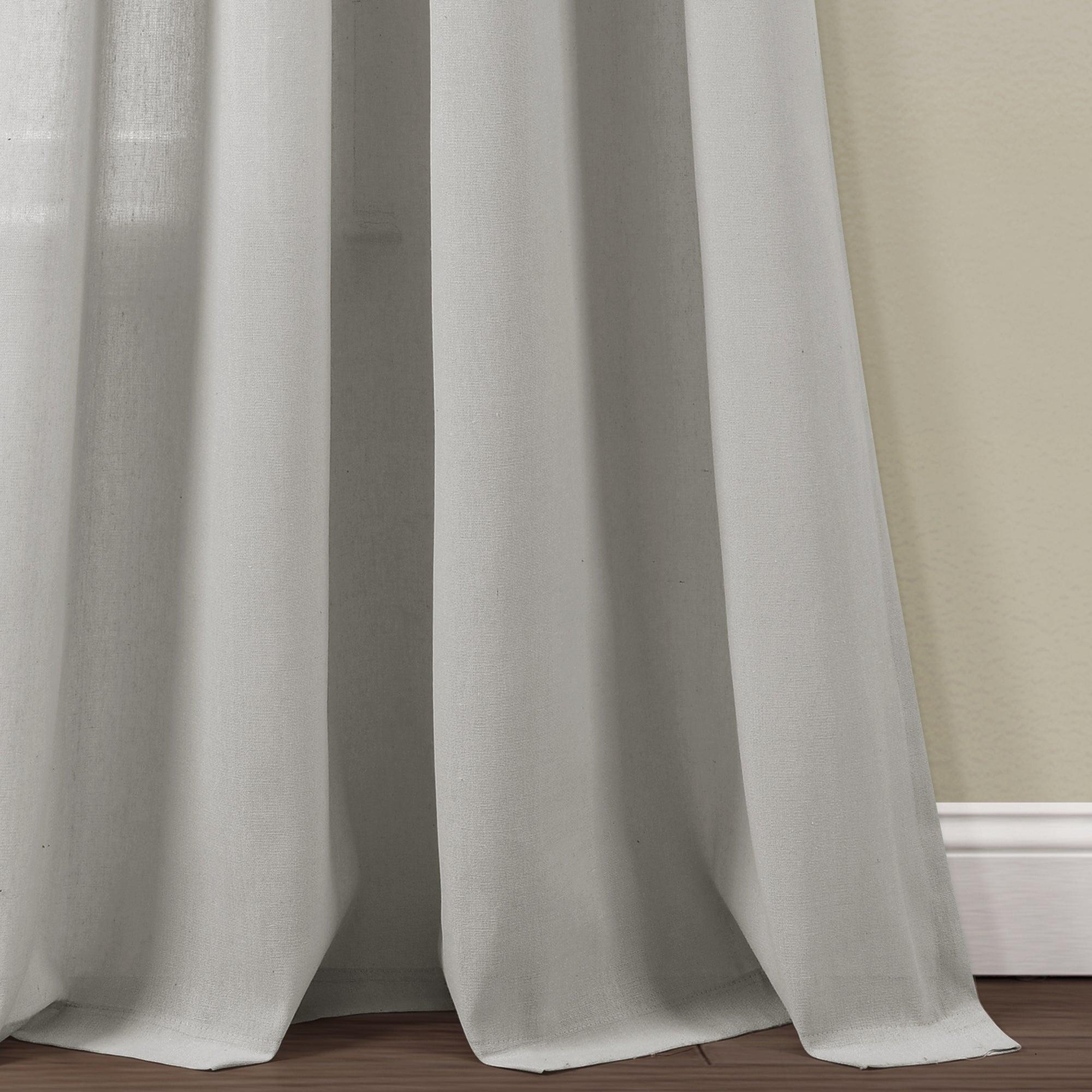 Faux Linen Grommet Window Curtain Panel Set