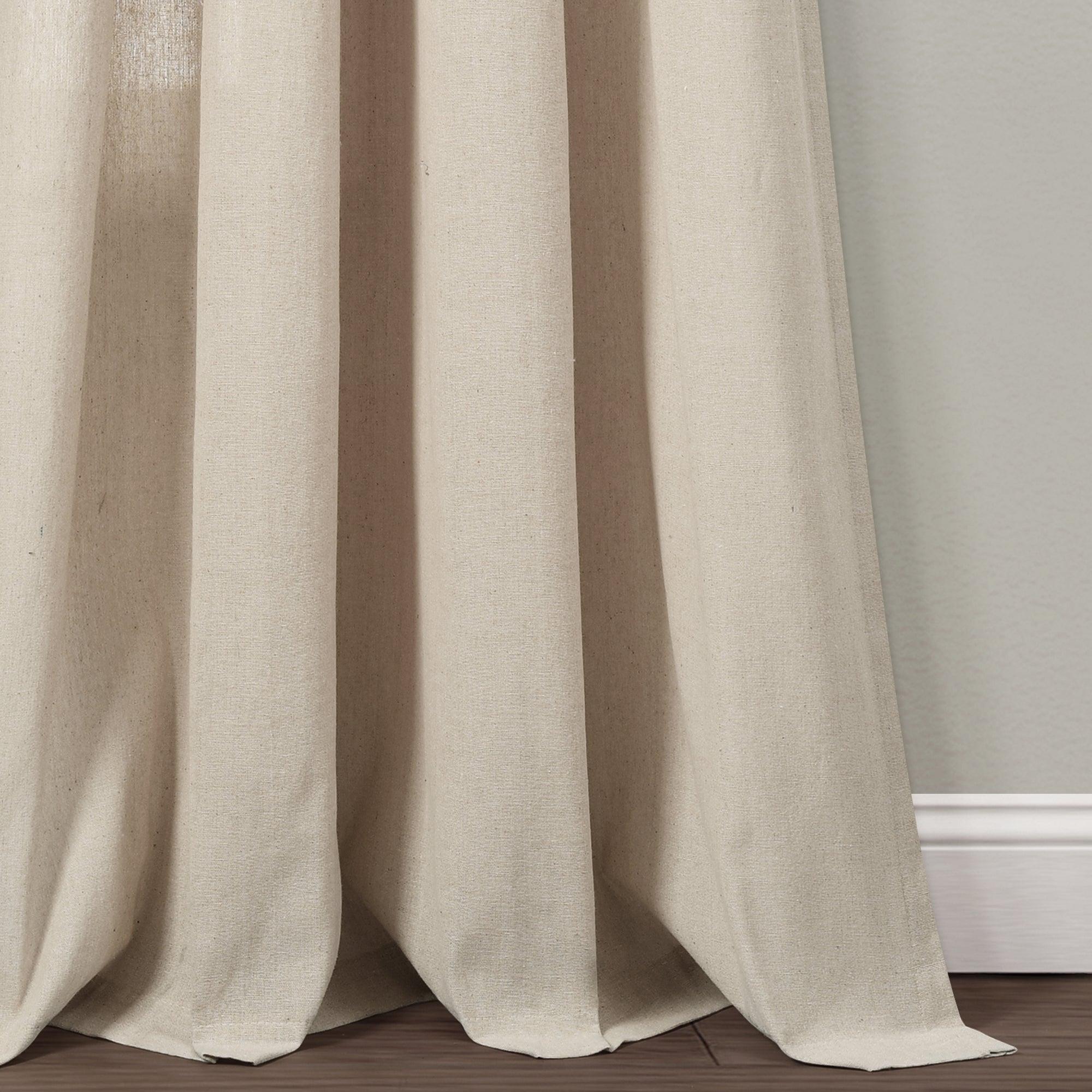 Faux Linen Grommet Window Curtain Panel Set