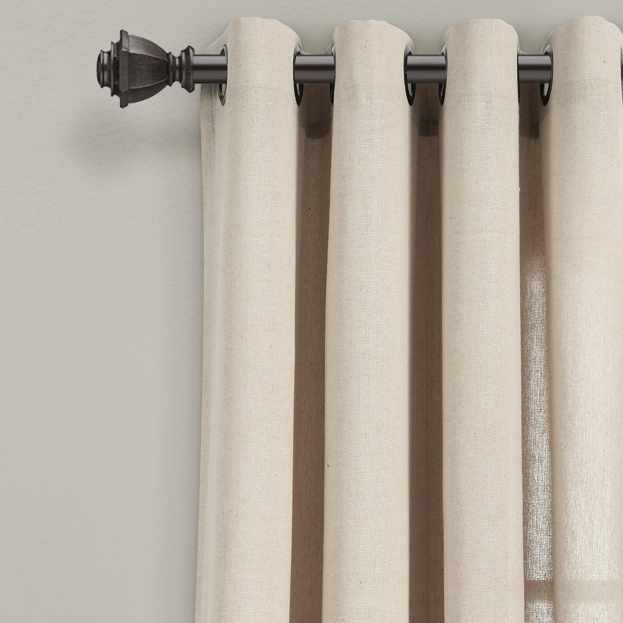 Faux Linen Grommet Window Curtain Panel Set