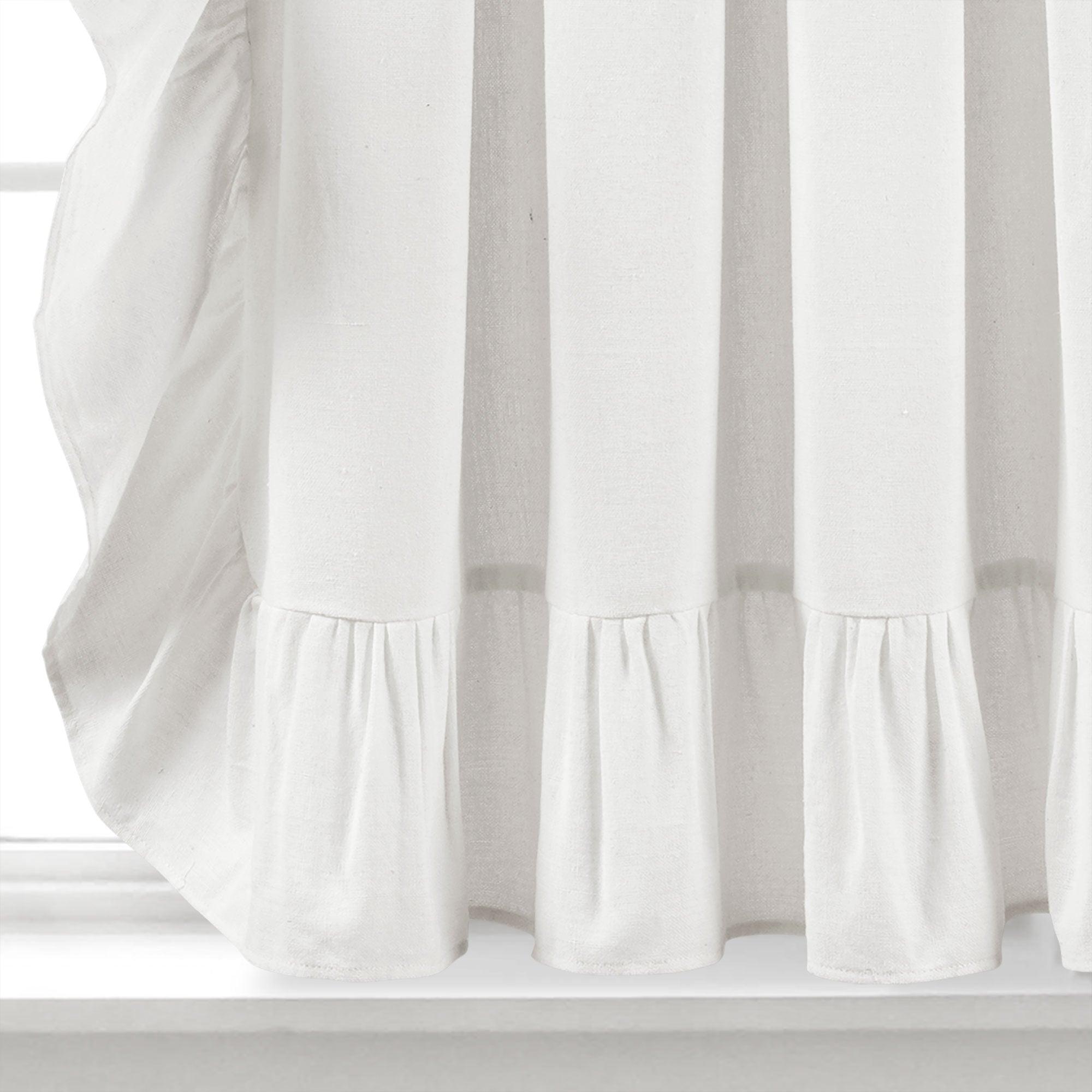 Faux Linen Ruffle Kitchen Window Tiers Set