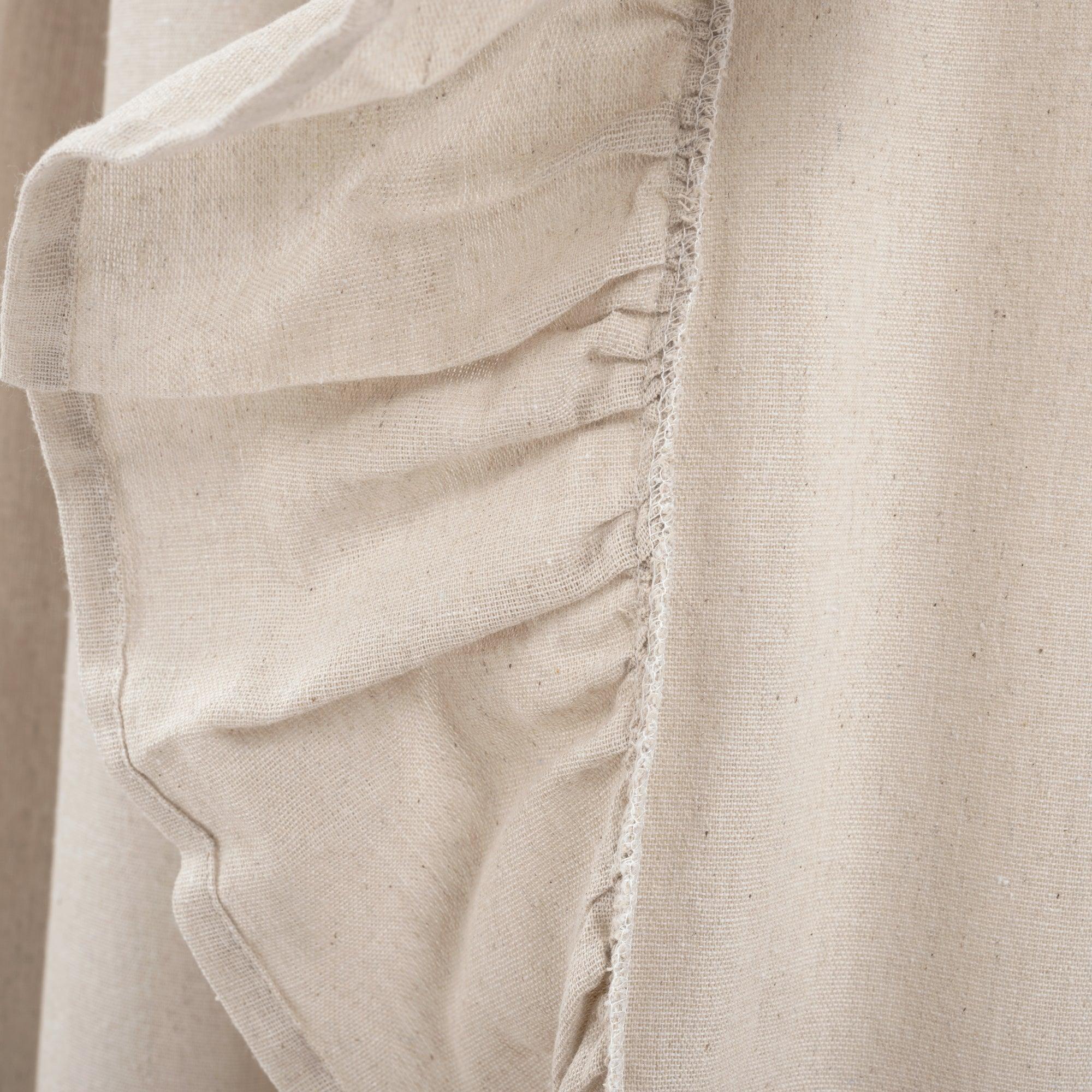 Faux Linen Ruffle Window Curtain Panel