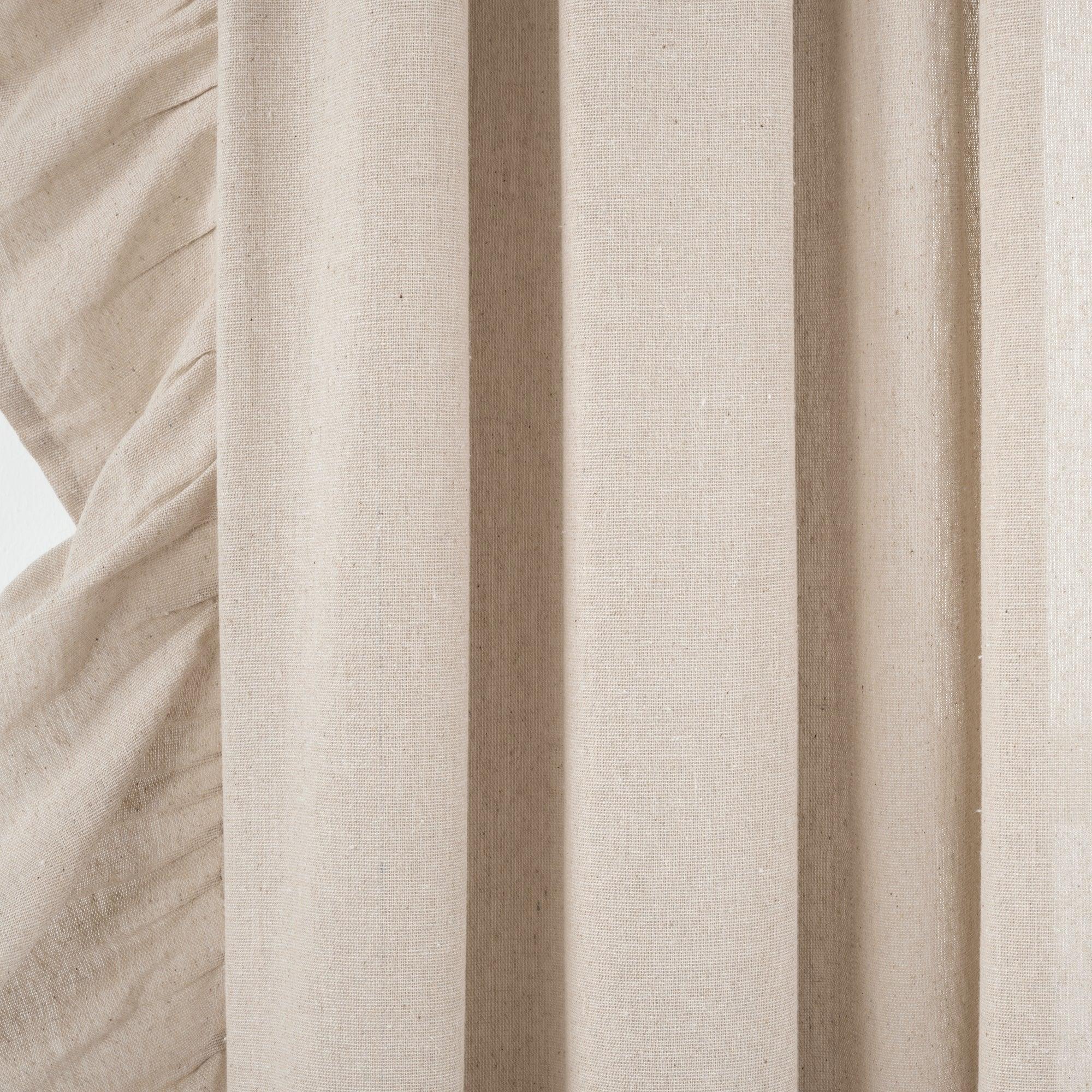 Faux Linen Ruffle Window Curtain Panel