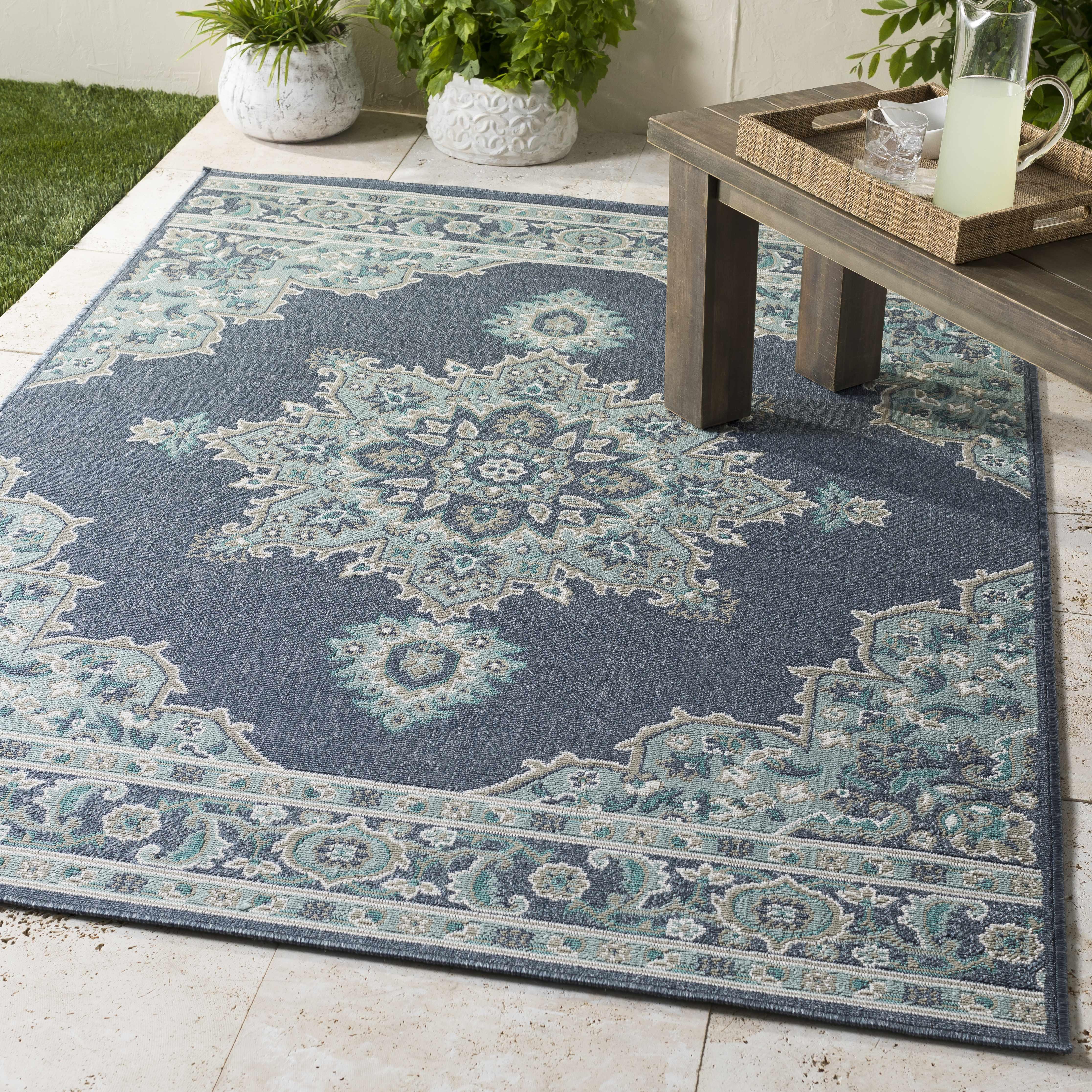 Ferron Teal Medallion Area Rug