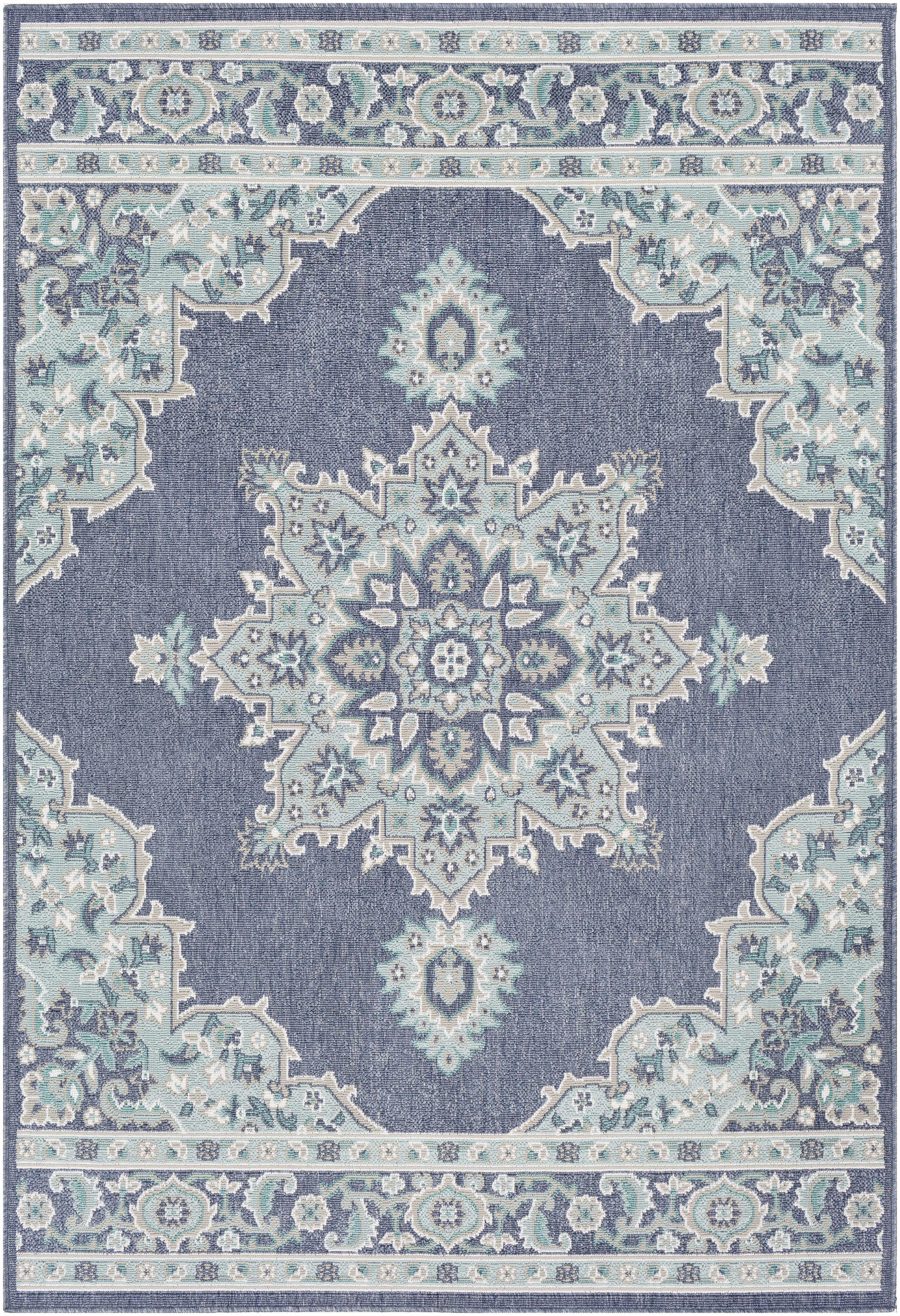 Ferron Teal Medallion Area Rug