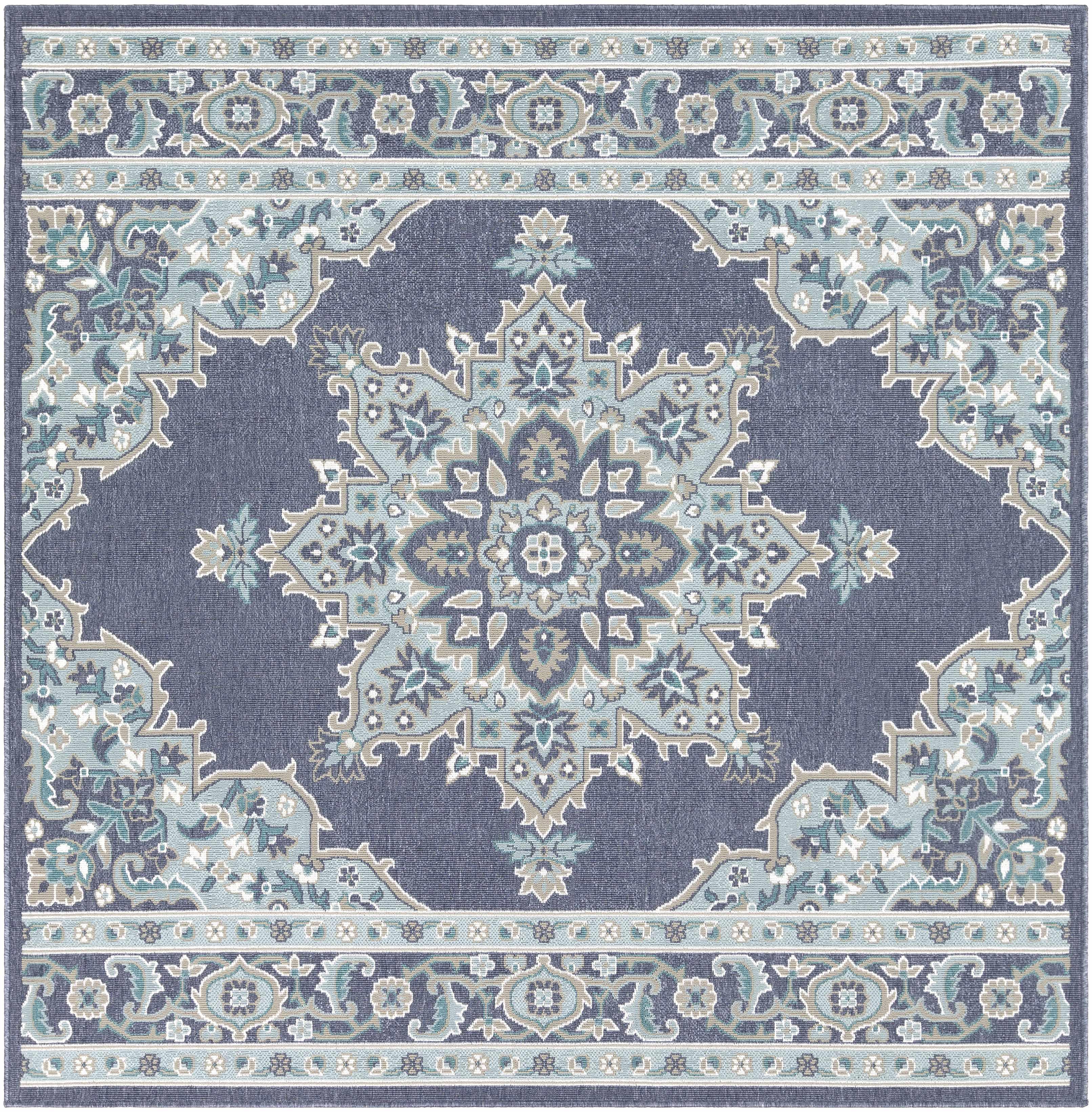 Ferron Teal Medallion Area Rug