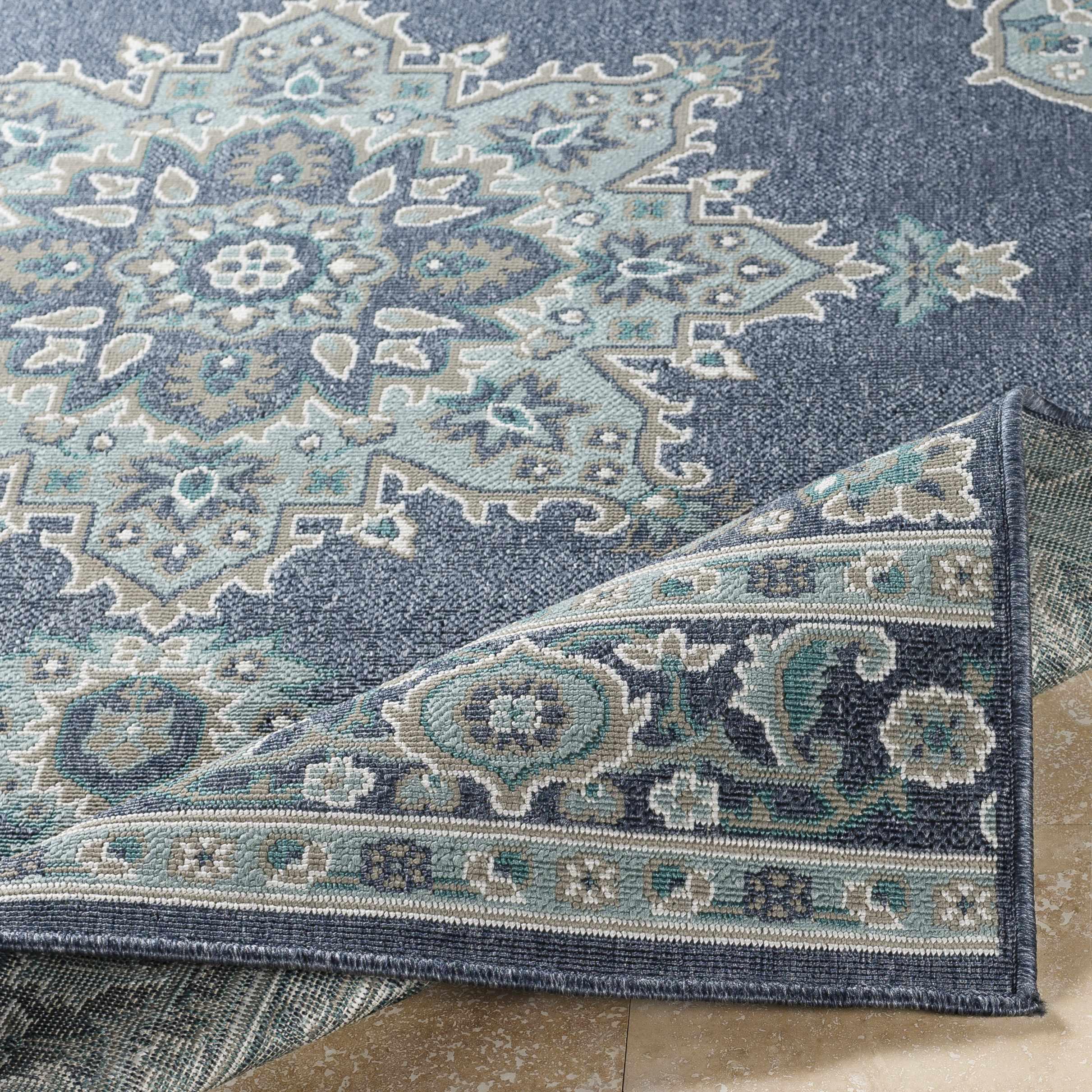 Ferron Teal Medallion Area Rug