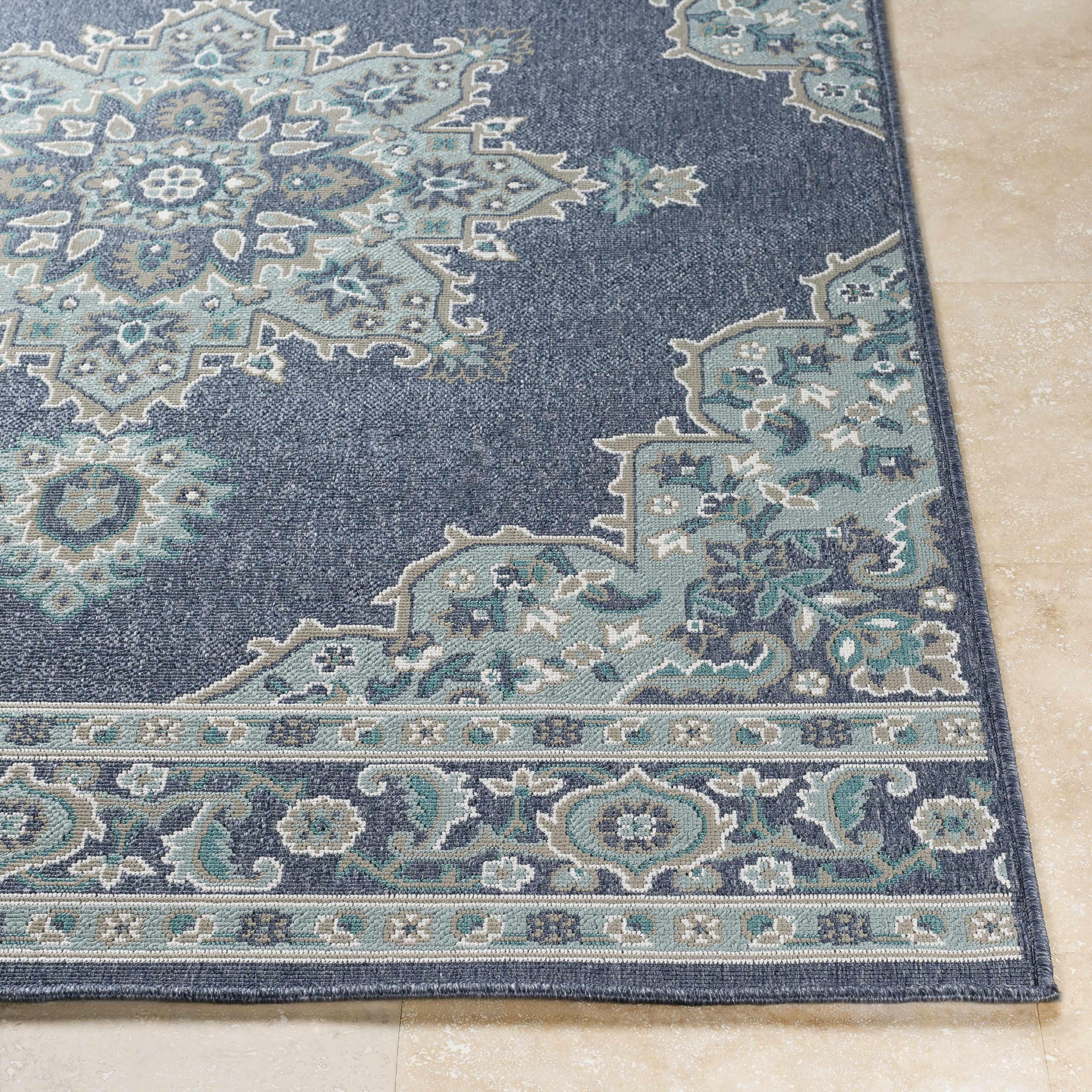 Ferron Teal Medallion Area Rug