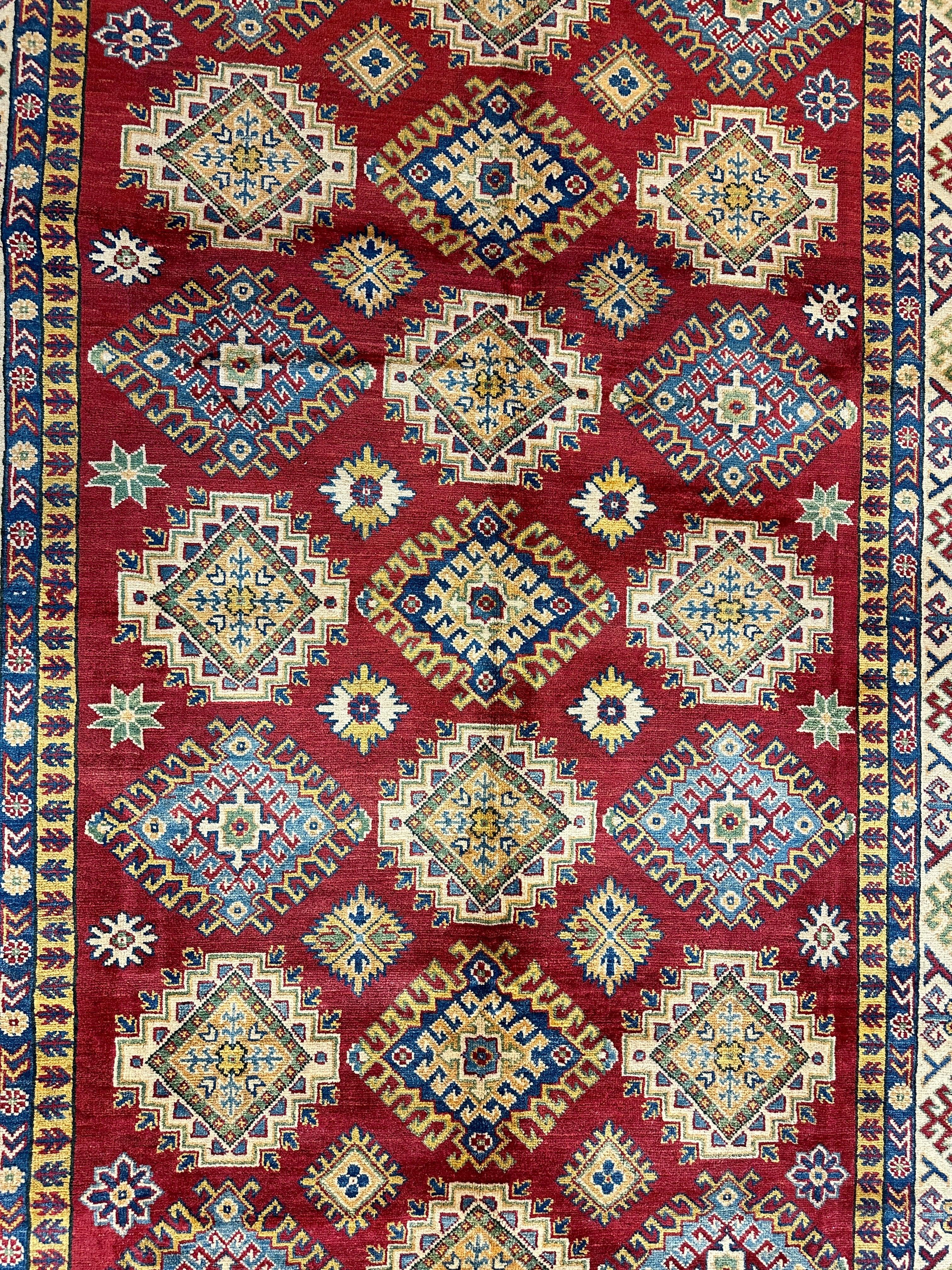 Fine Hand Knotted Afghani Kazak Rug 6’6” x 10’