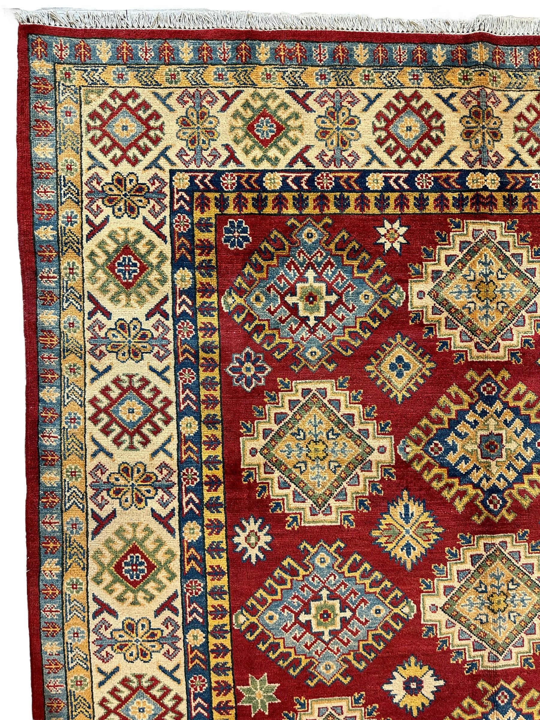 Fine Hand Knotted Afghani Kazak Rug 6’6” x 10’