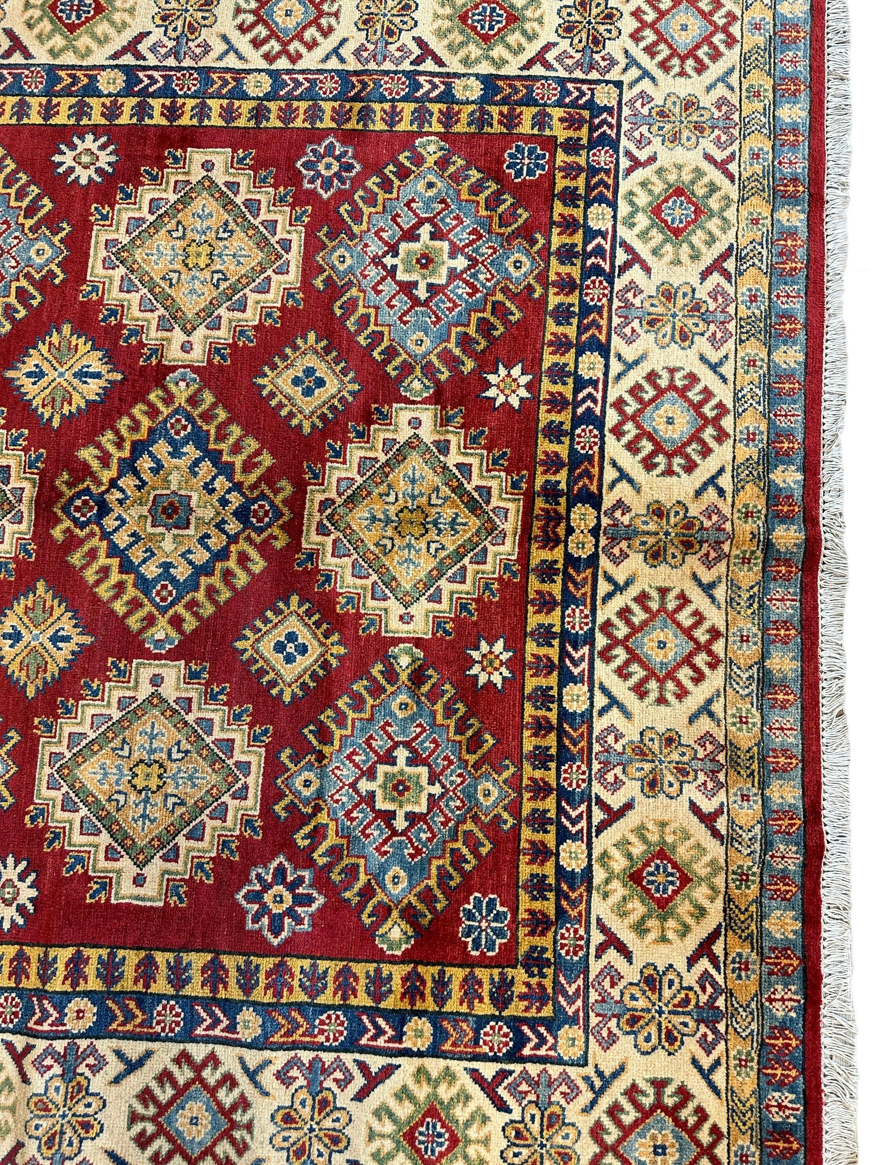 Fine Hand Knotted Afghani Kazak Rug 6’6” x 10’