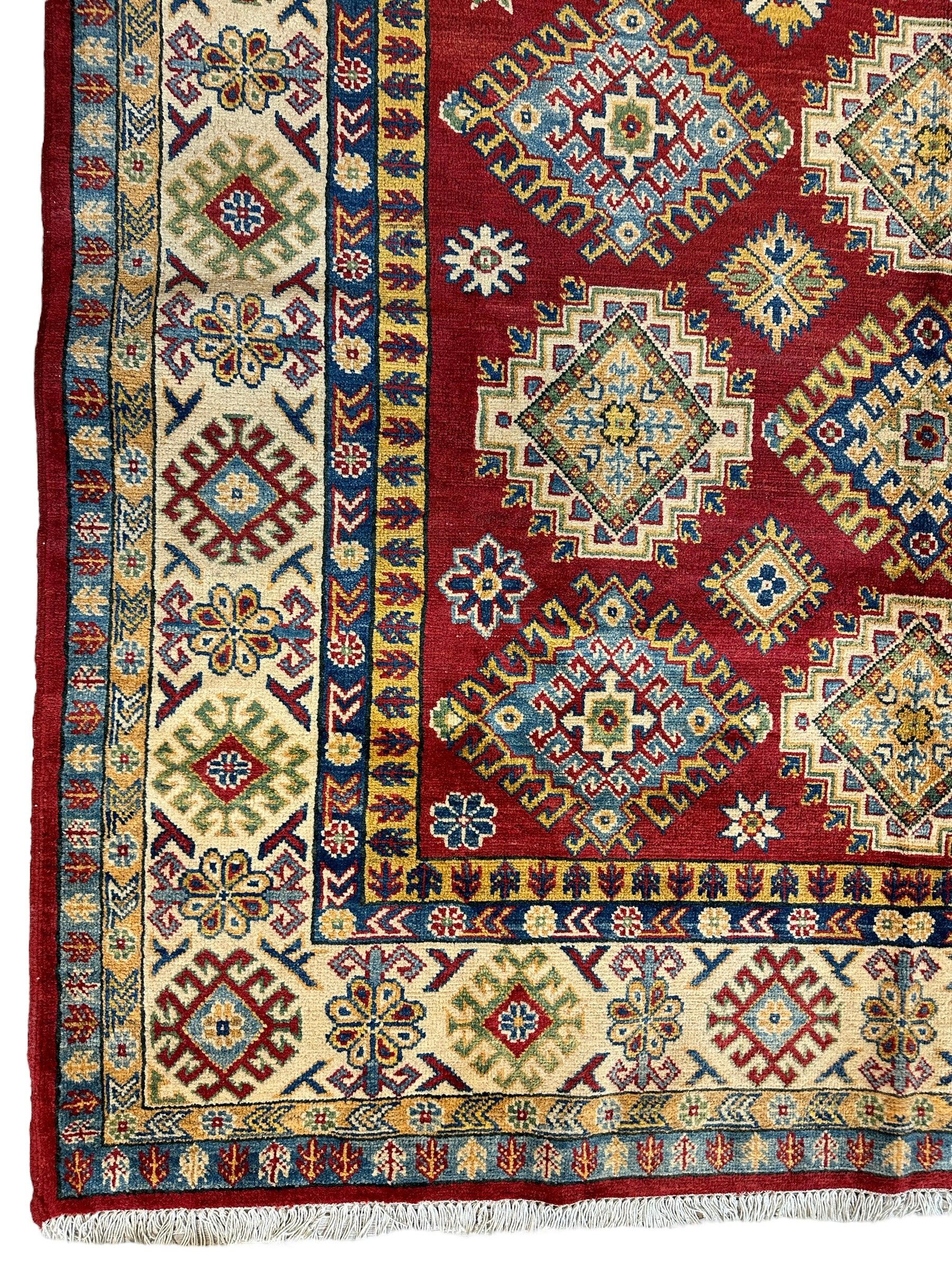 Fine Hand Knotted Afghani Kazak Rug 6’6” x 10’