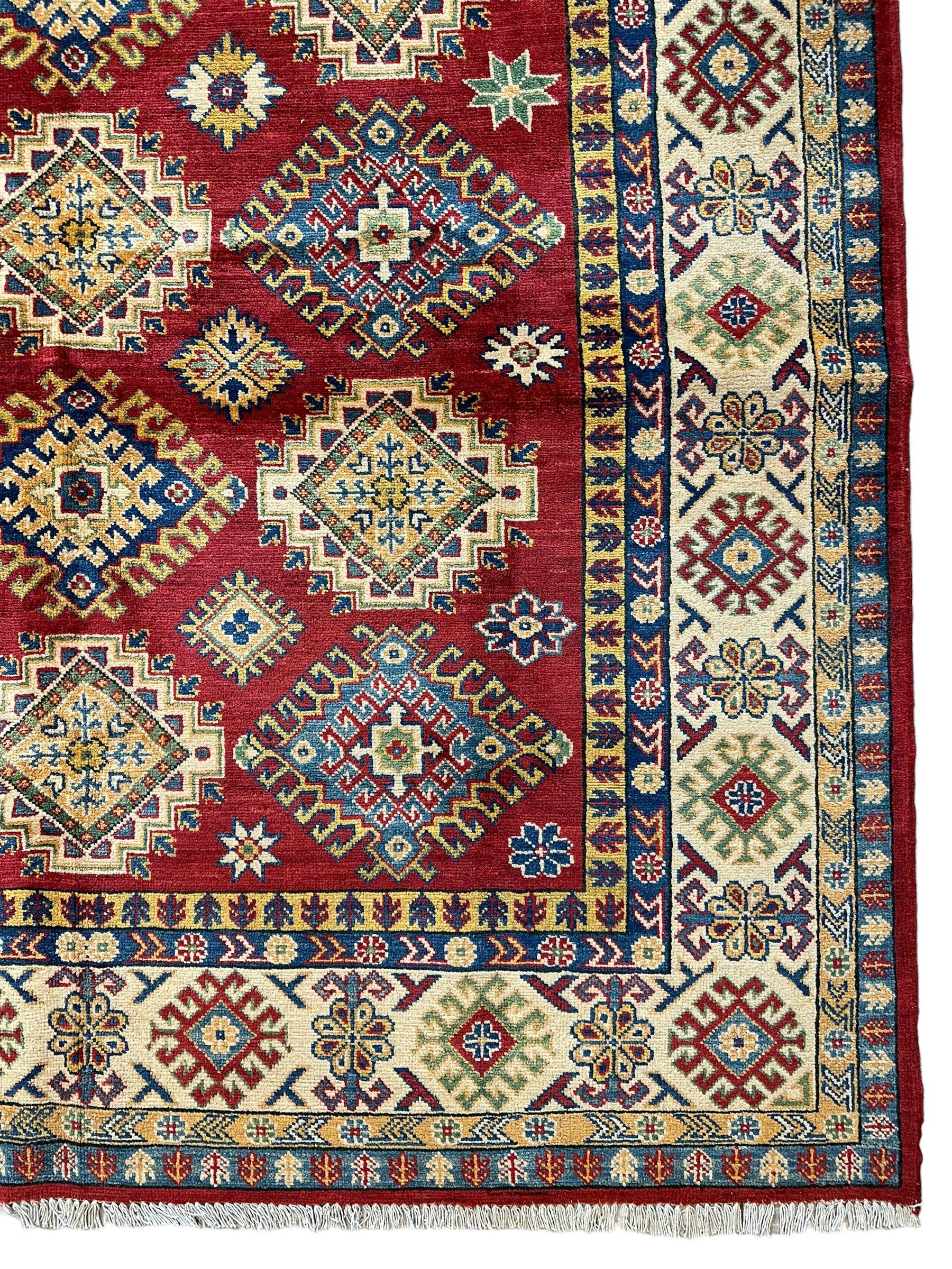 Fine Hand Knotted Afghani Kazak Rug 6’6” x 10’