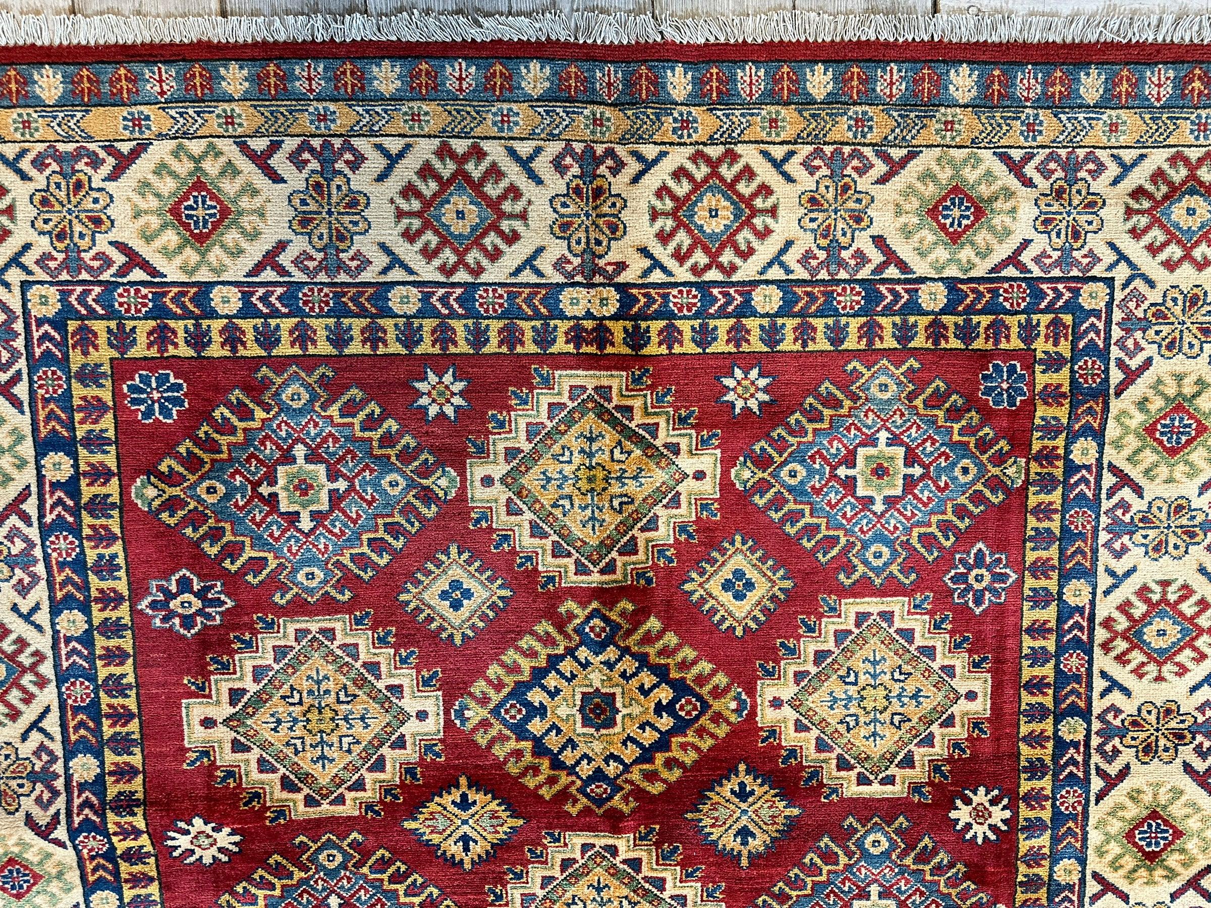 Fine Hand Knotted Afghani Kazak Rug 6’6” x 10’