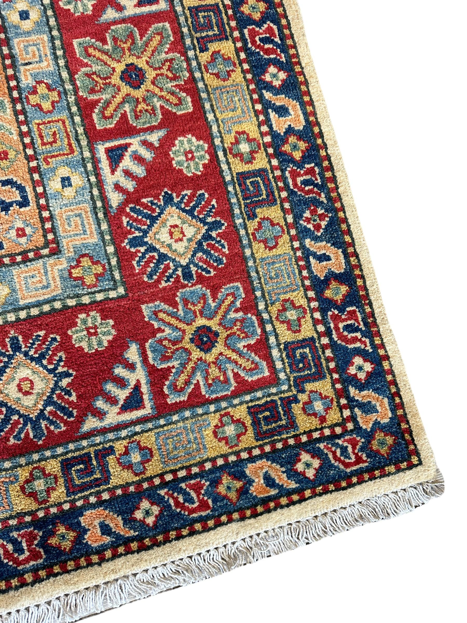 Fine Hand Knotted Afghani Kazak Rug 9’9” x 6’6”