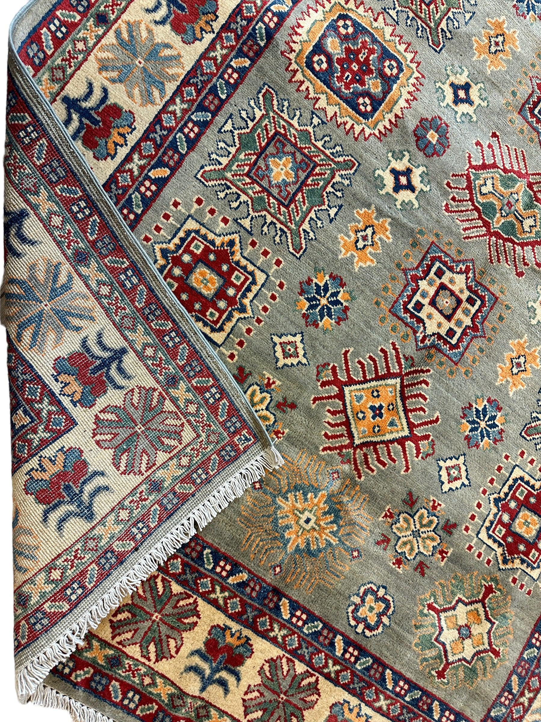 Fine Hand Knotted Afghani Super Kazak Rug 4’11” x 6’8”