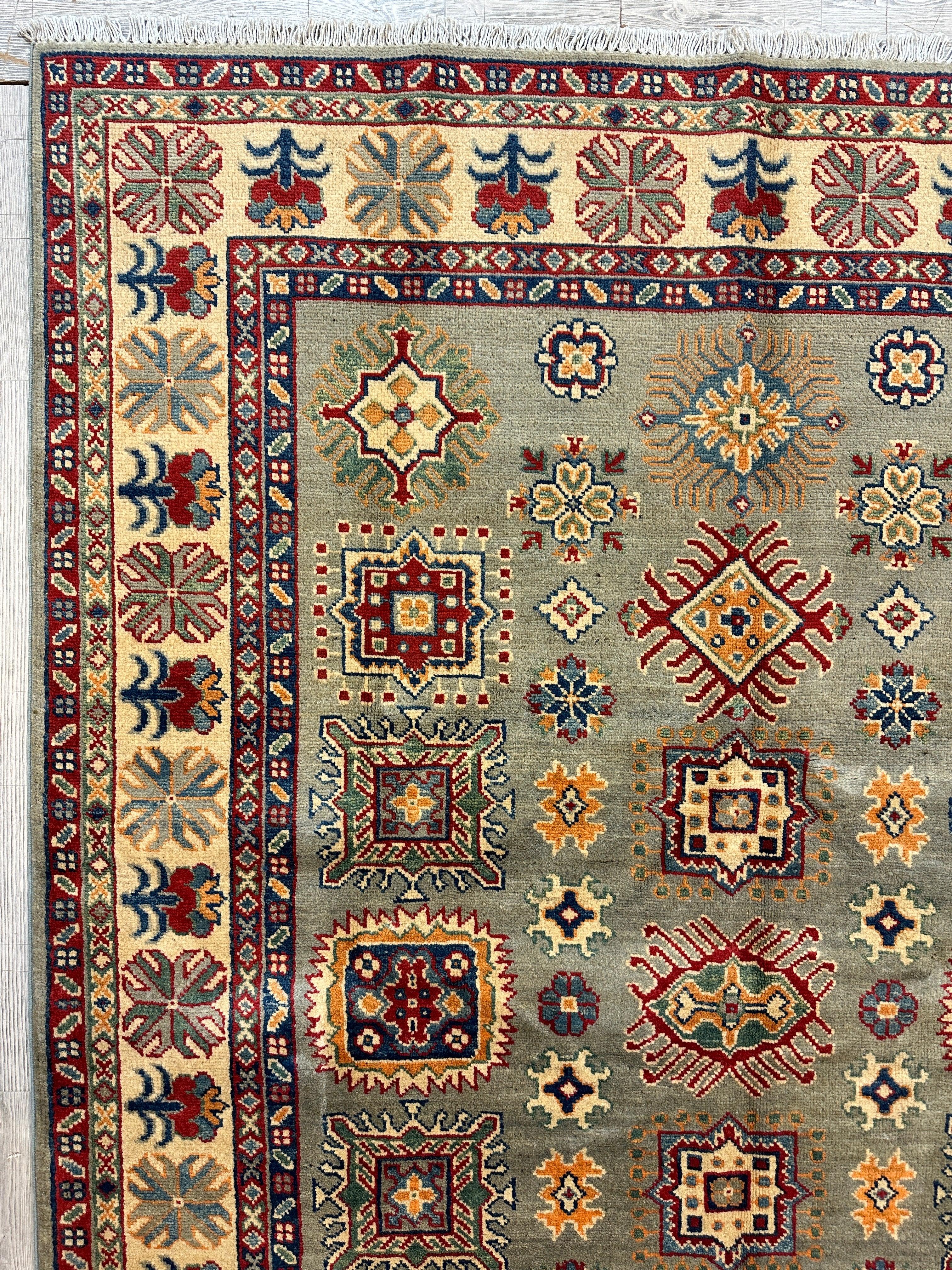 Fine Hand Knotted Afghani Super Kazak Rug 4’11” x 6’8”