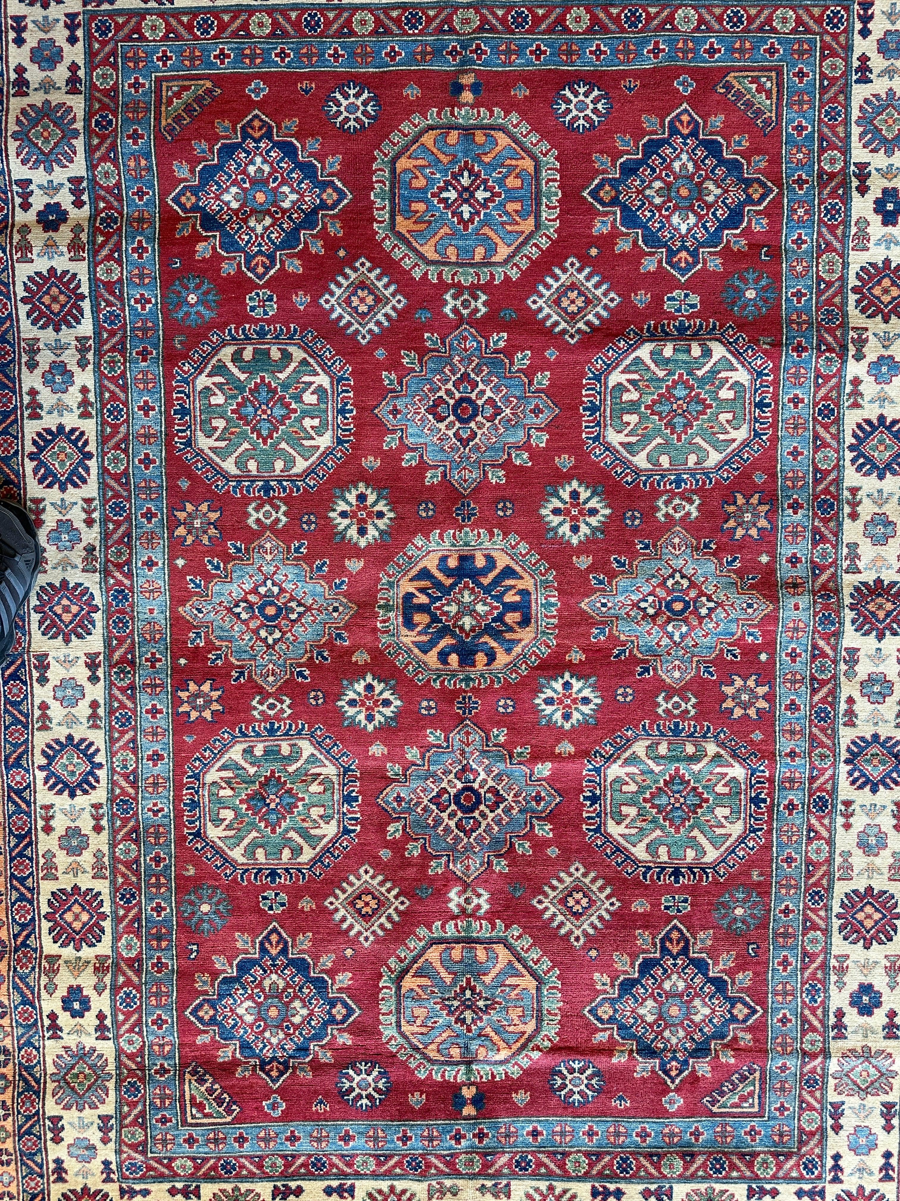 Fine Hand Knotted Afghani Super Kazak Rug 5’10” x 8’8”