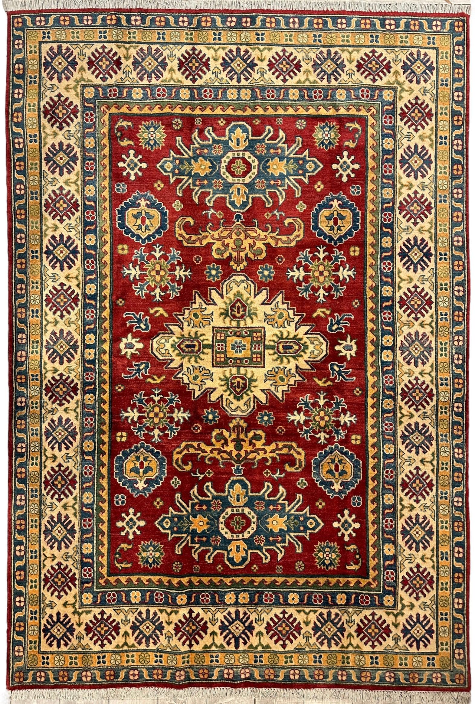 Fine Hand Knotted Afghani Super Kazak Rug 5’6” x 7’10”