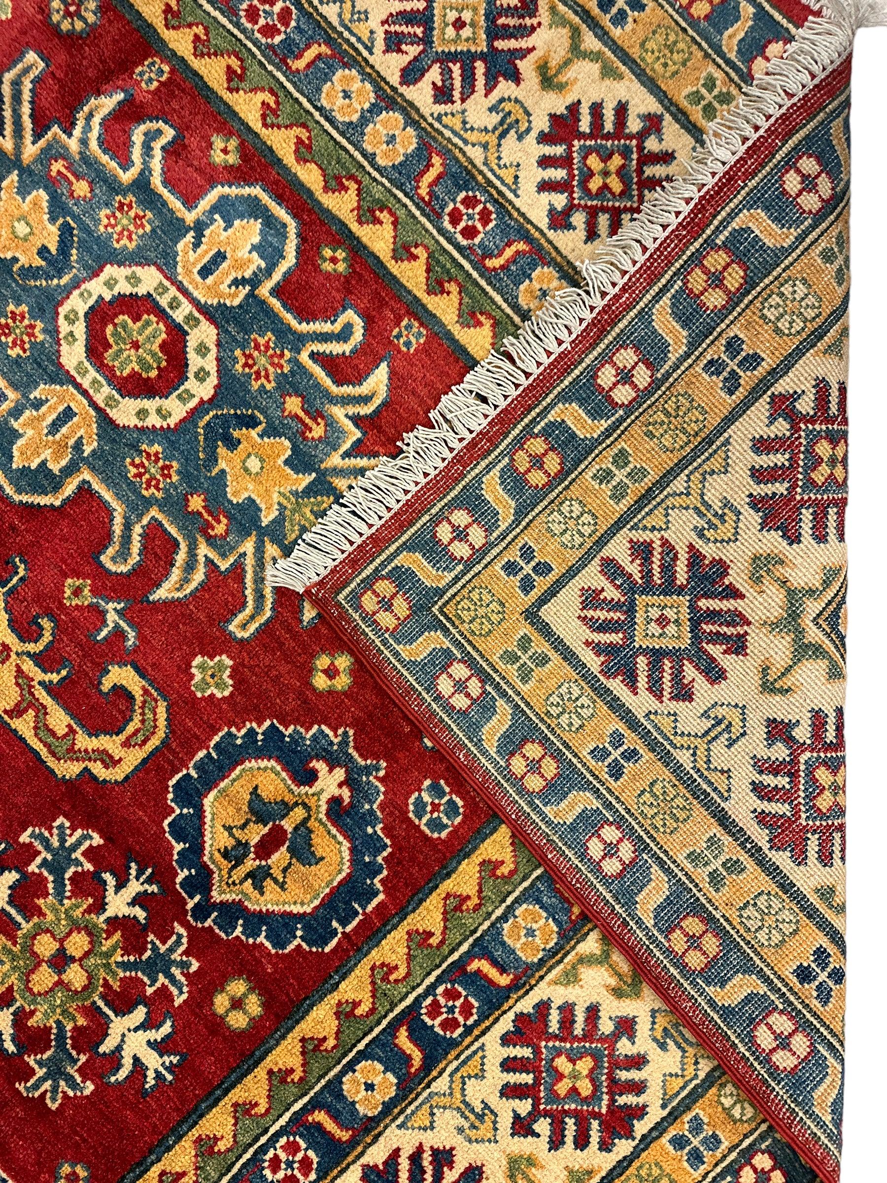 Fine Hand Knotted Afghani Super Kazak Rug 5’6” x 7’10”