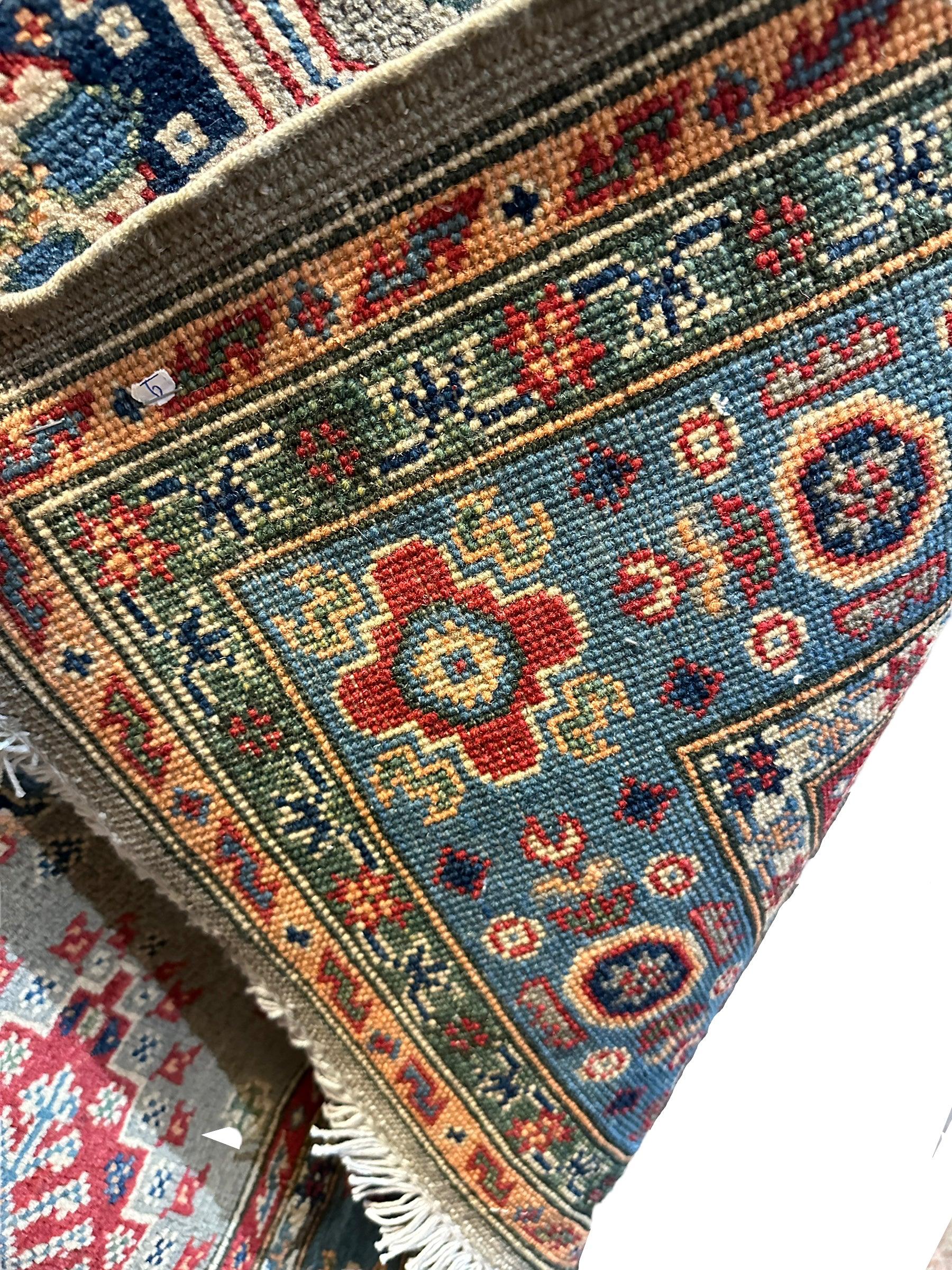 Fine Hand Knotted Afghani Super Kazak Rug 5 x 7