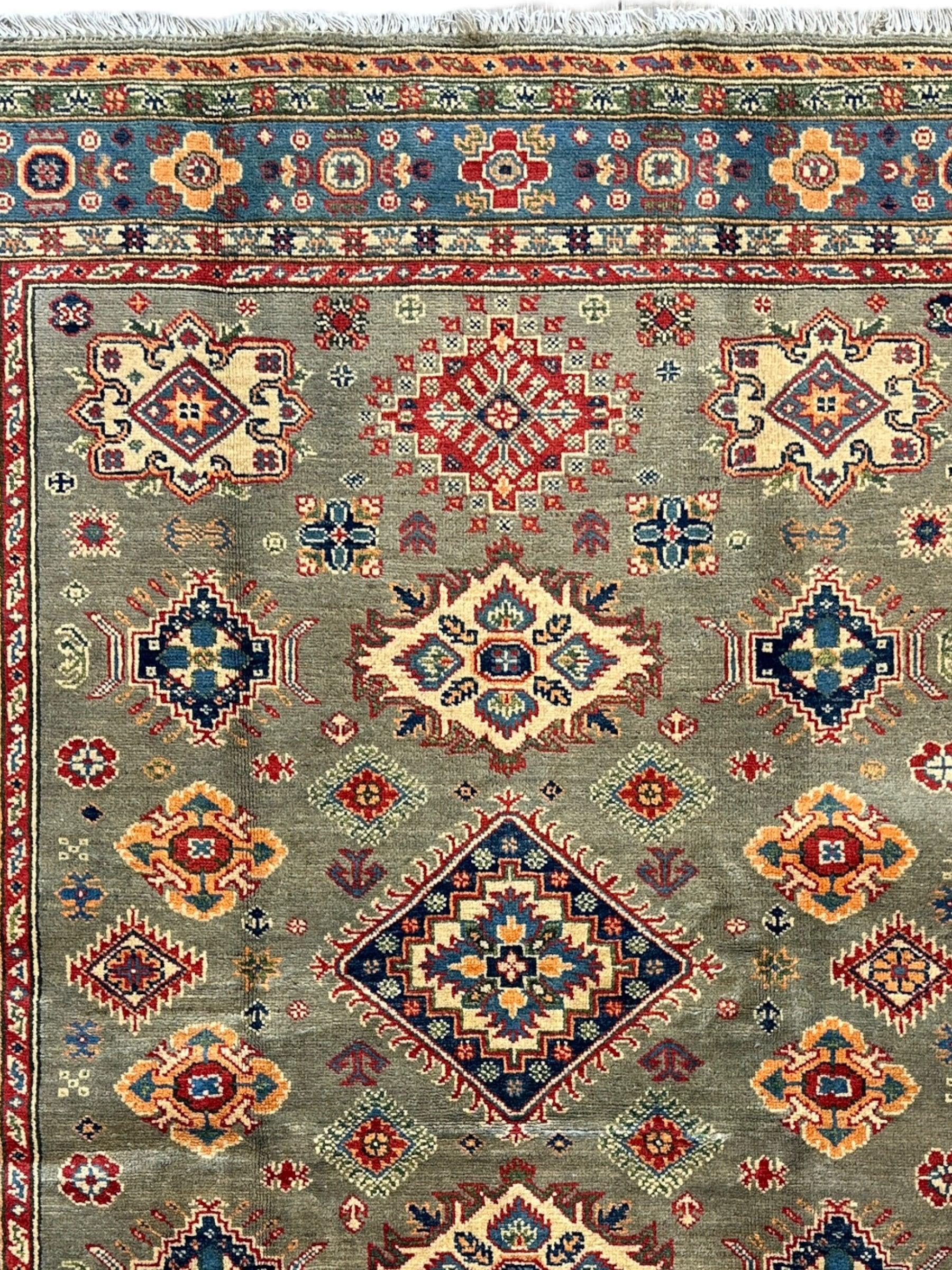 Fine Hand Knotted Afghani Super Kazak Rug 5 x 7