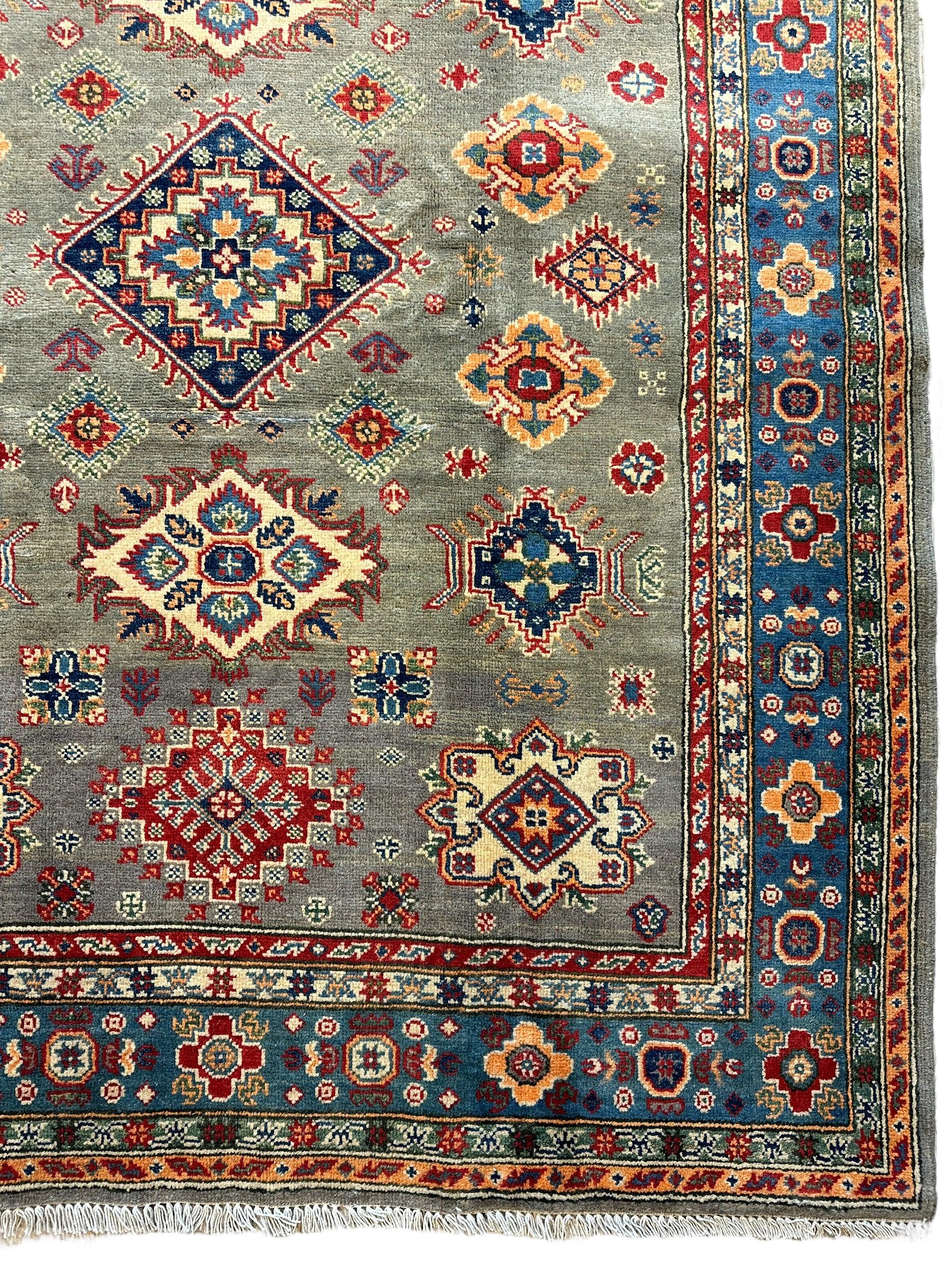 Fine Hand Knotted Afghani Super Kazak Rug 5 x 7