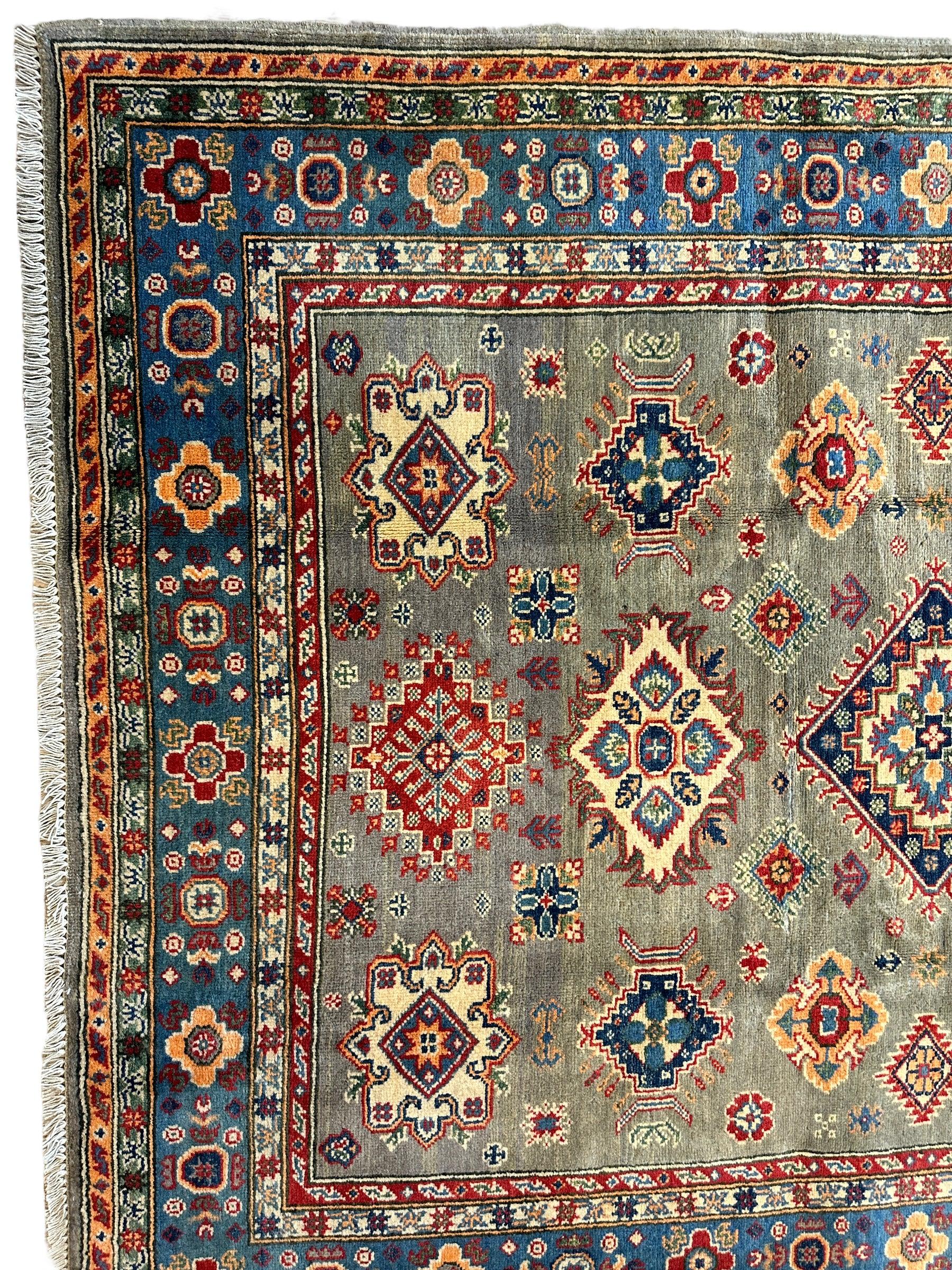 Fine Hand Knotted Afghani Super Kazak Rug 5 x 7