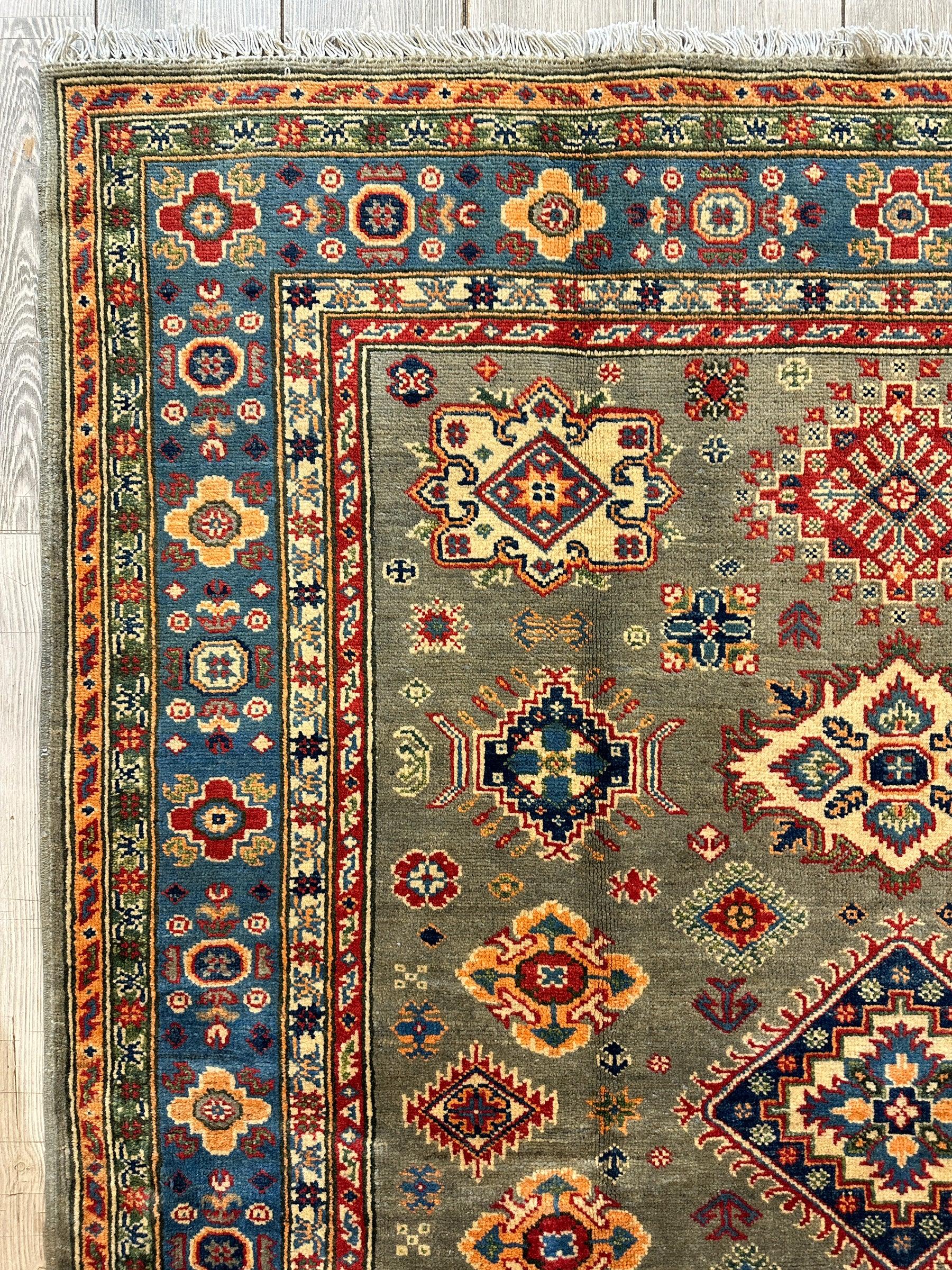 Fine Hand Knotted Afghani Super Kazak Rug 5 x 7