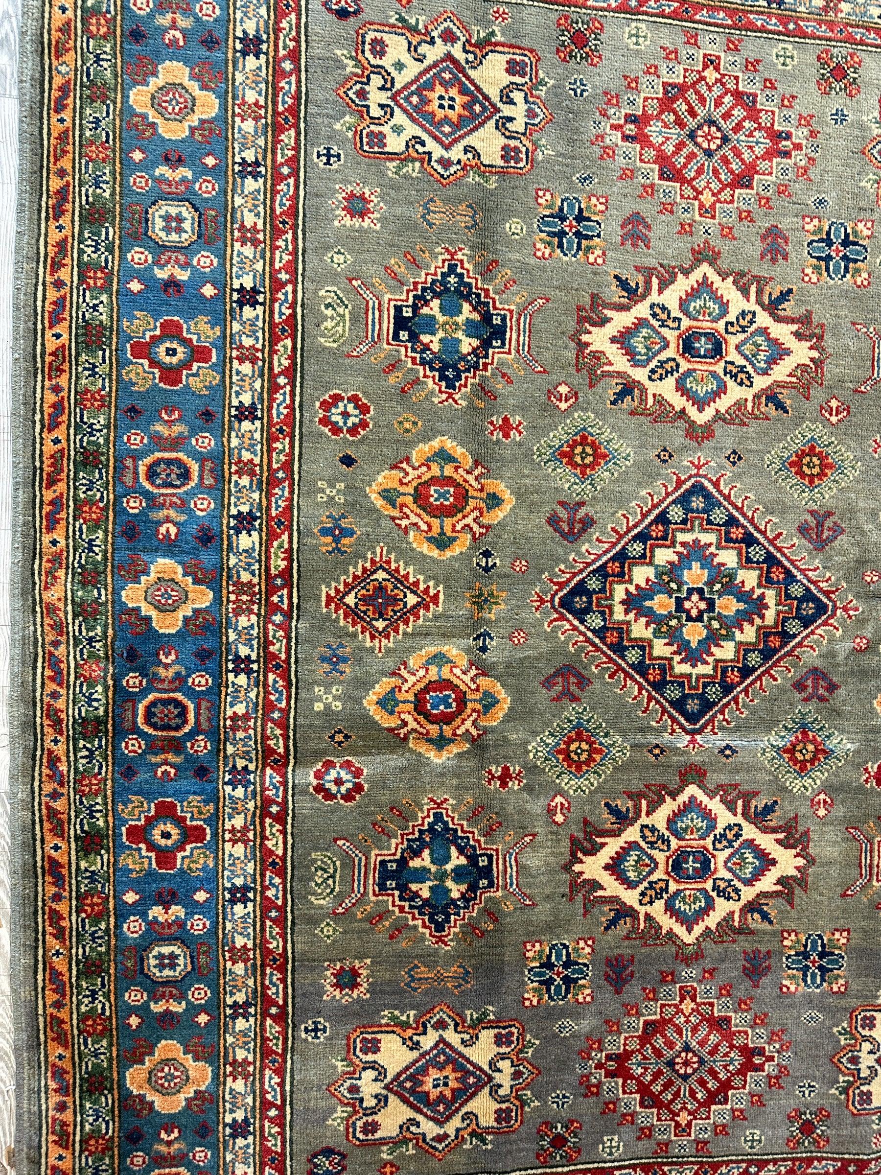 Fine Hand Knotted Afghani Super Kazak Rug 5 x 7