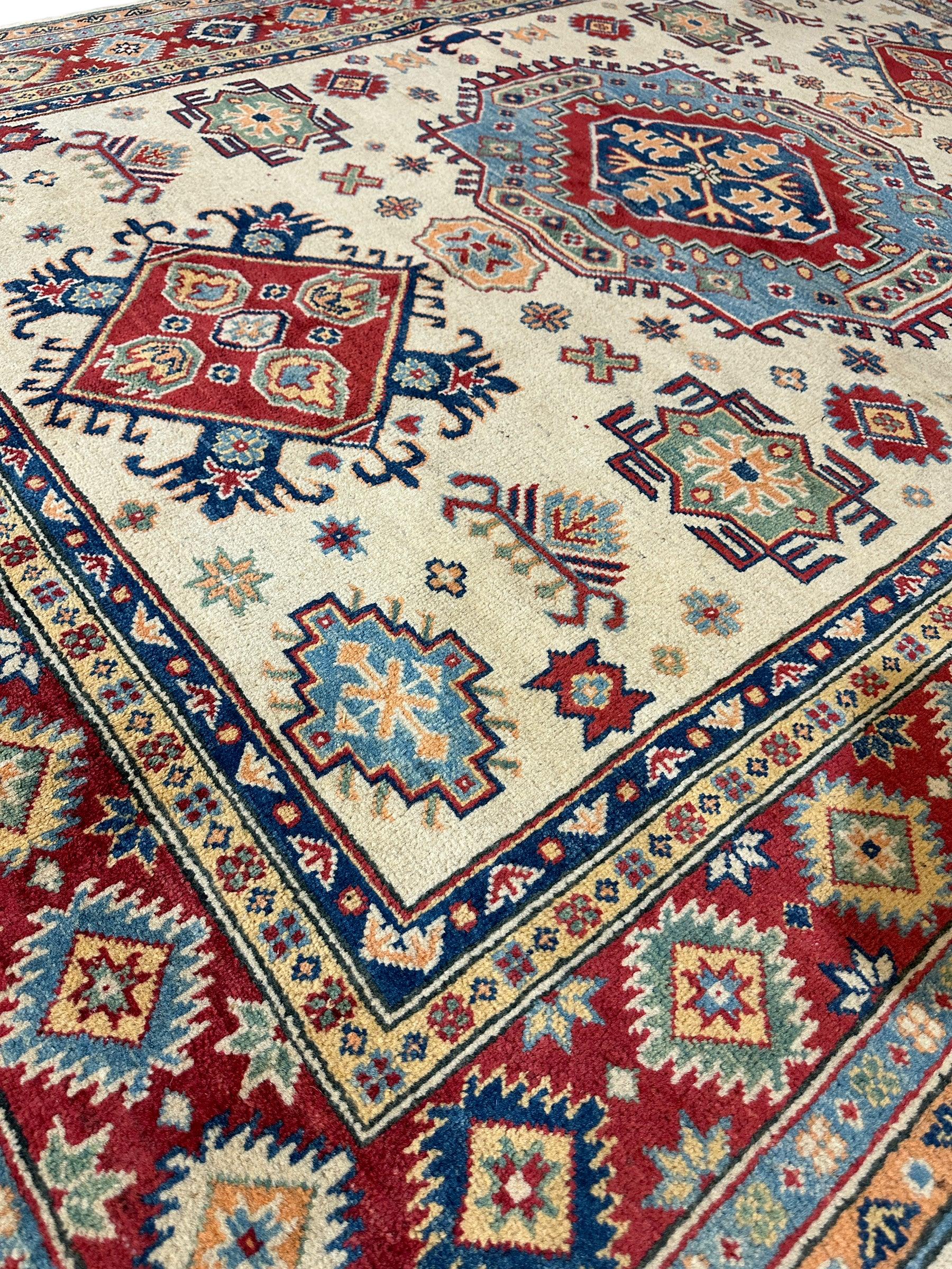 Fine Hand Knotted Afghani Super Kazak Rug 5 x 8