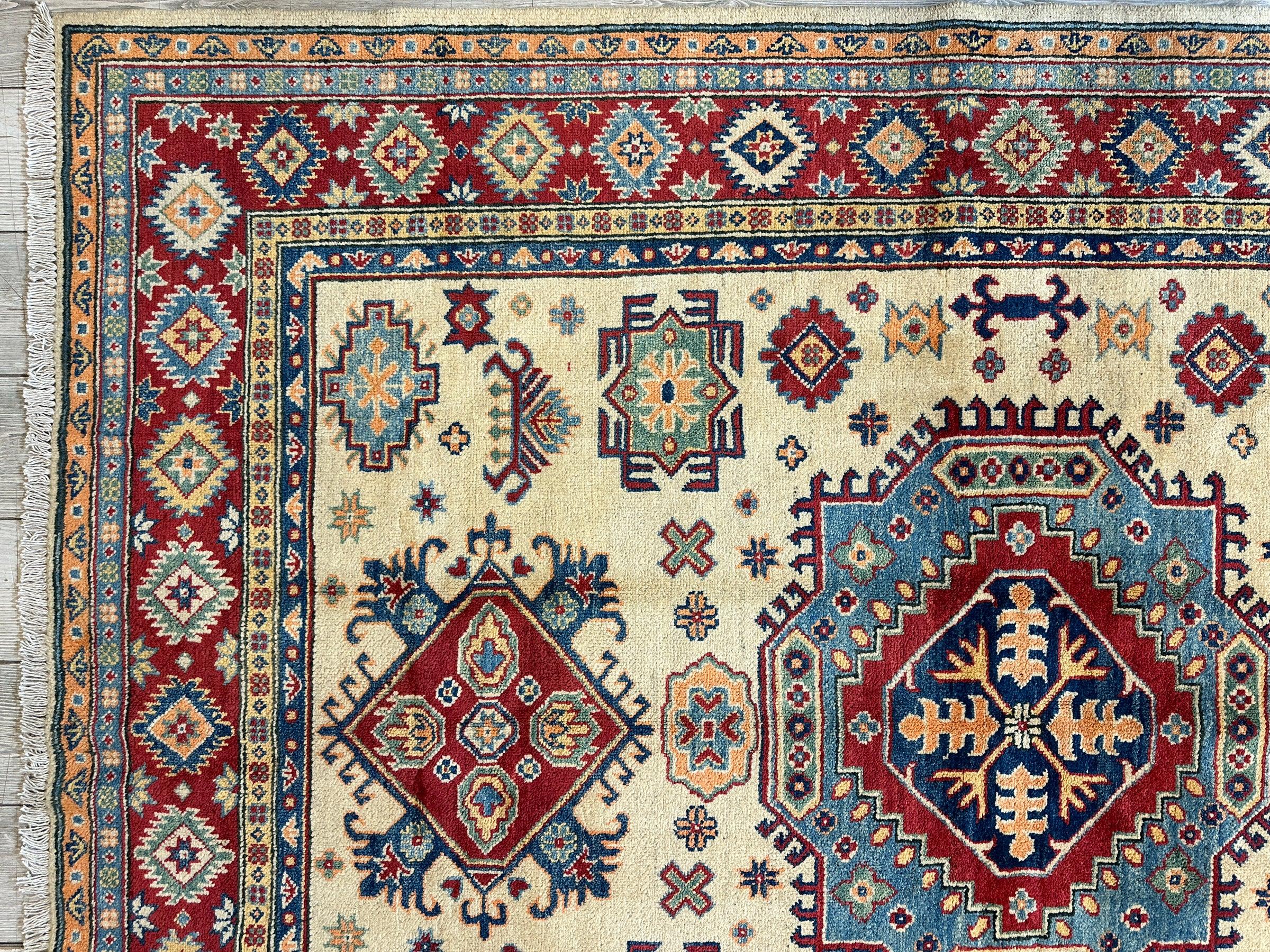 Fine Hand Knotted Afghani Super Kazak Rug 5 x 8