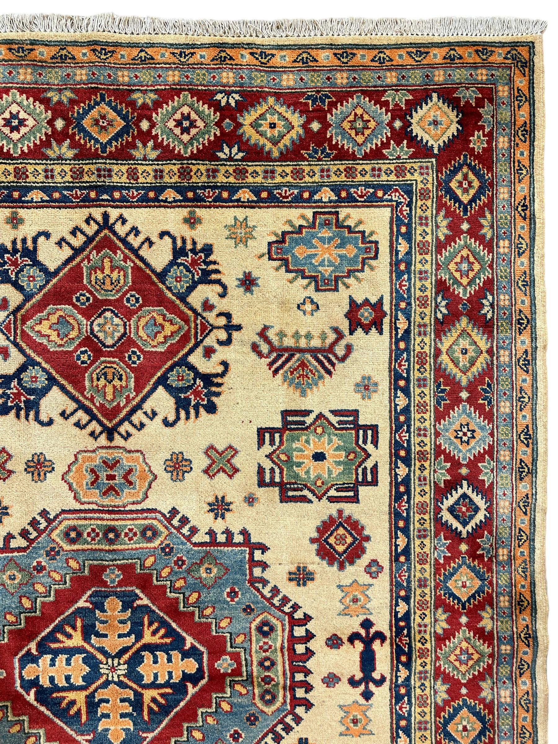 Fine Hand Knotted Afghani Super Kazak Rug 5 x 8