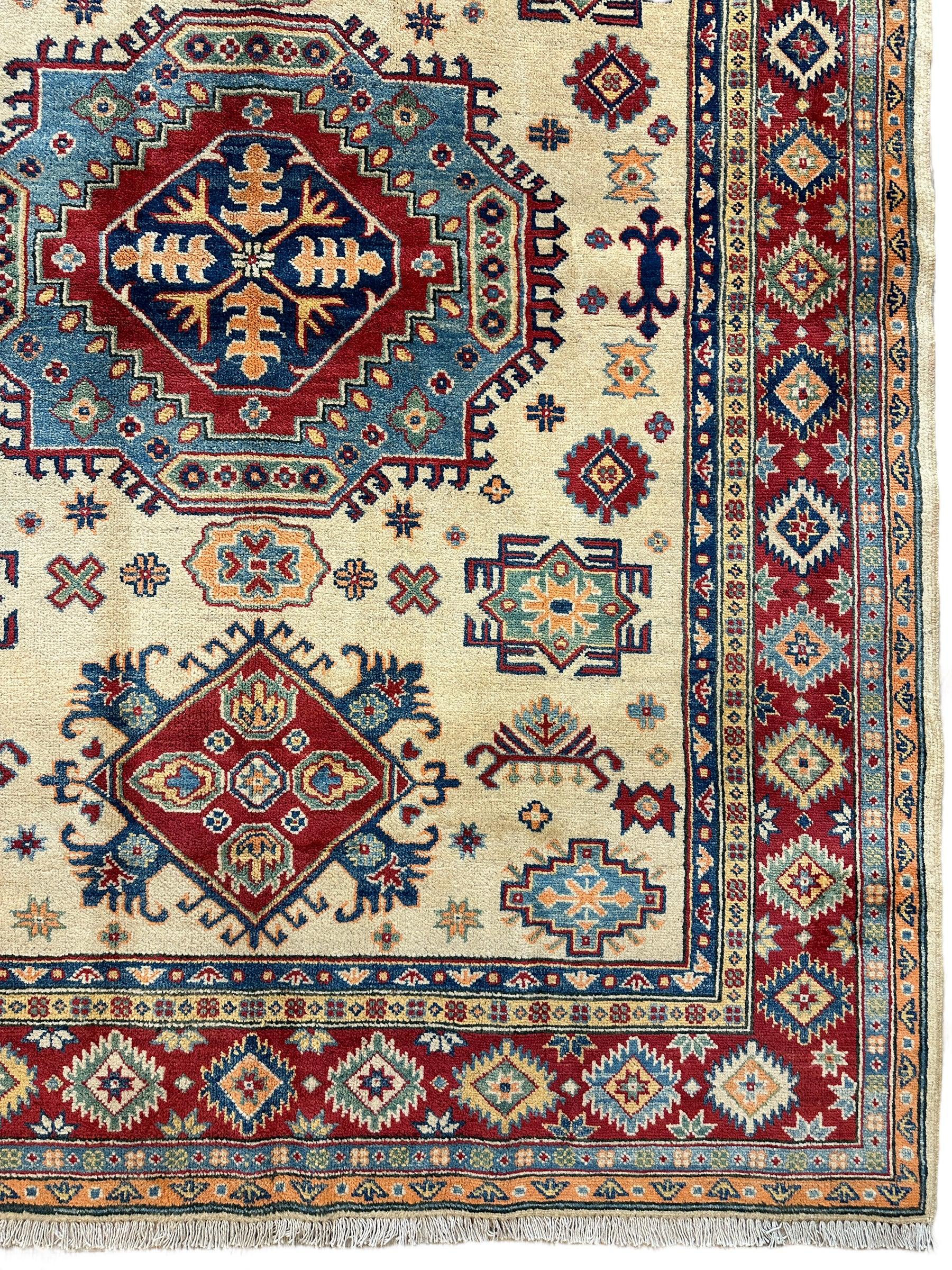 Fine Hand Knotted Afghani Super Kazak Rug 5 x 8