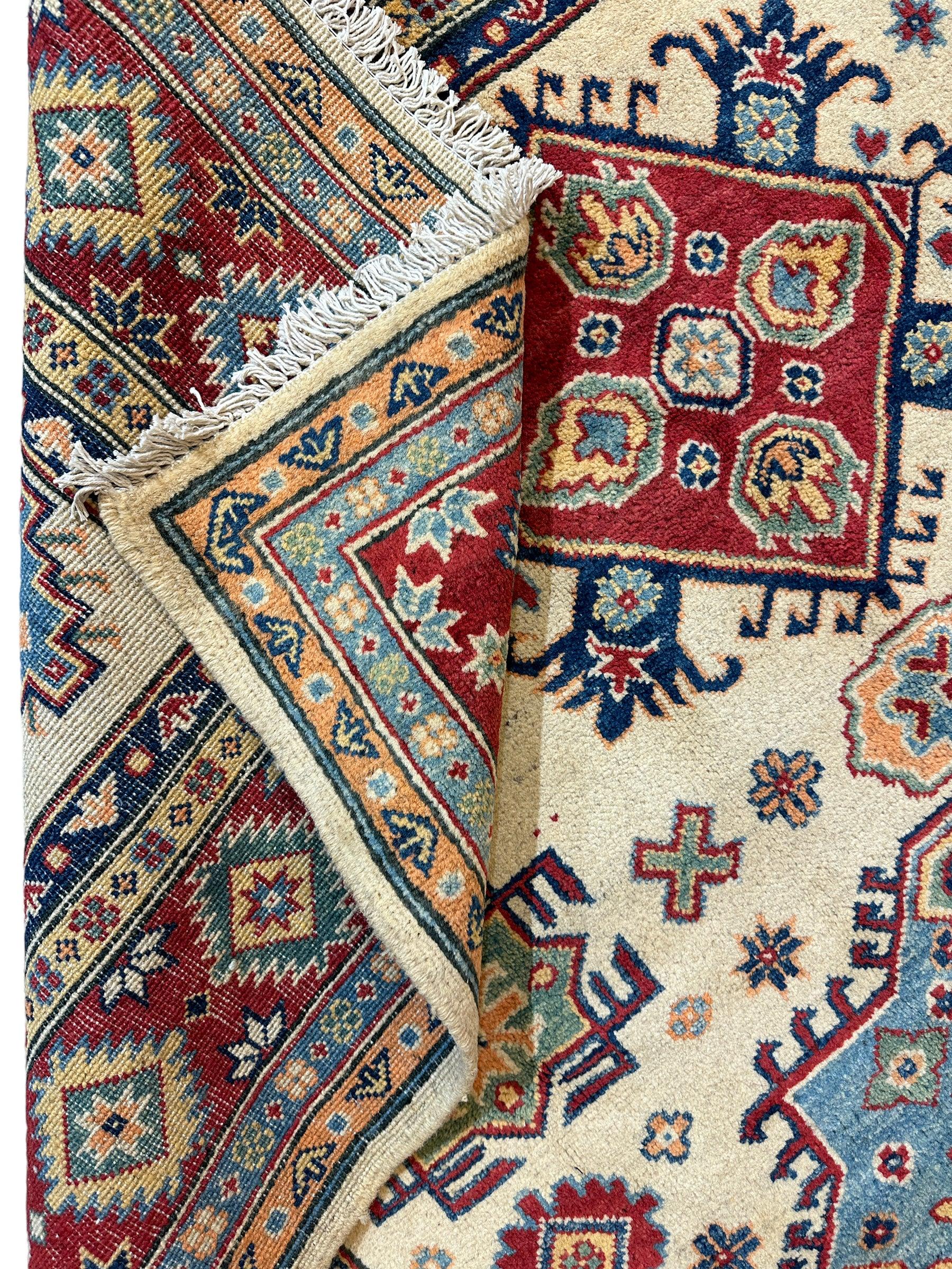 Fine Hand Knotted Afghani Super Kazak Rug 5 x 8