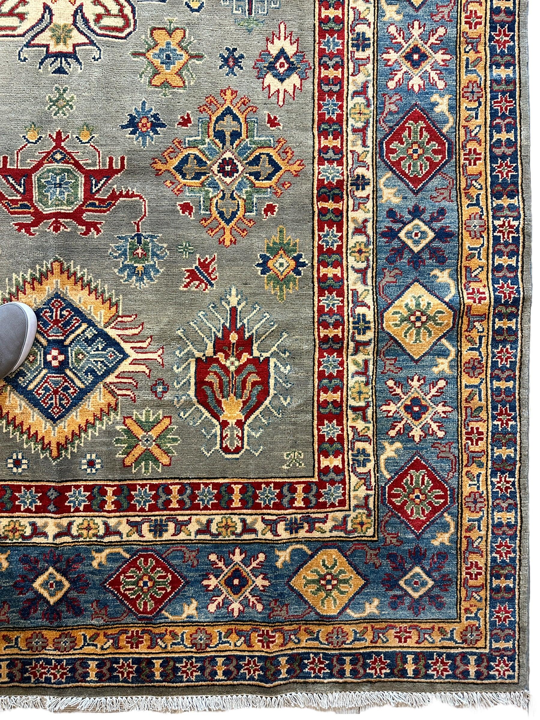 Fine Hand Knotted Afghani Super Kazak Rug 7 x 10