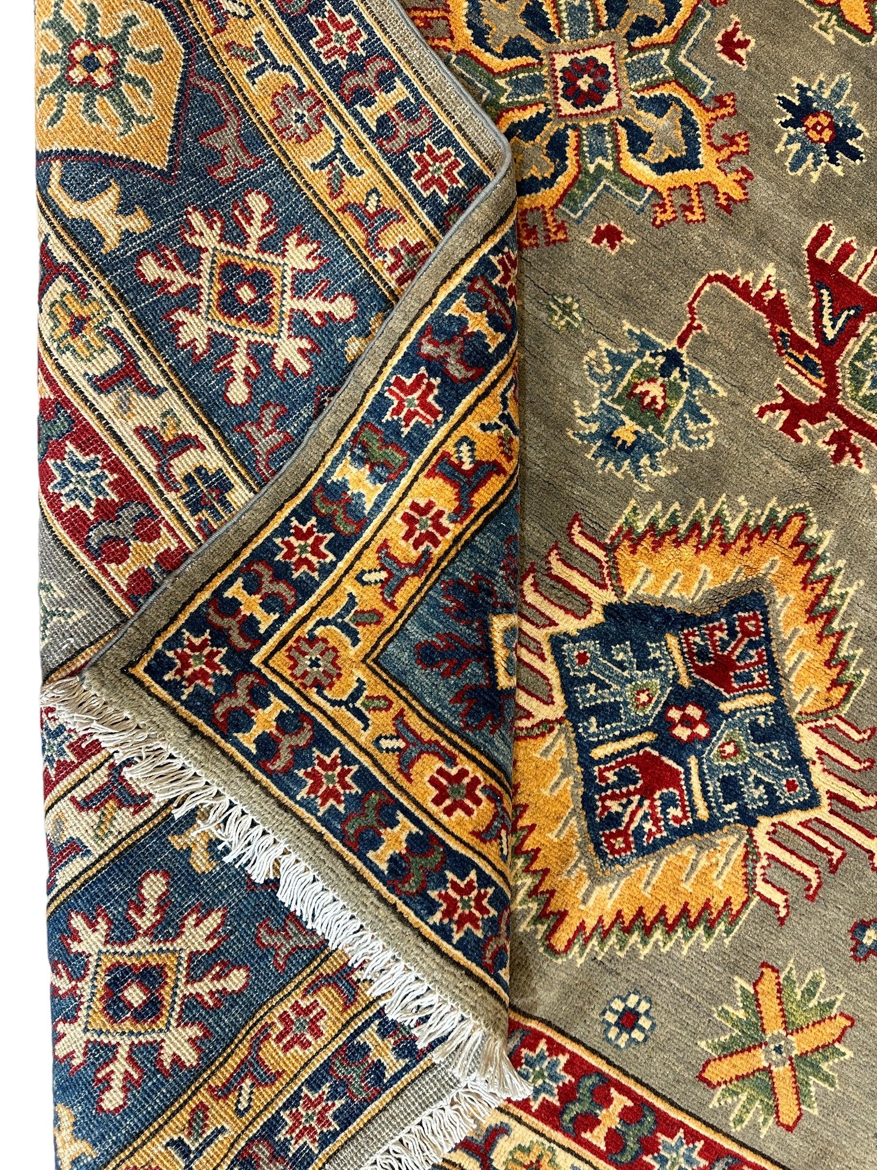 Fine Hand Knotted Afghani Super Kazak Rug 7 x 10