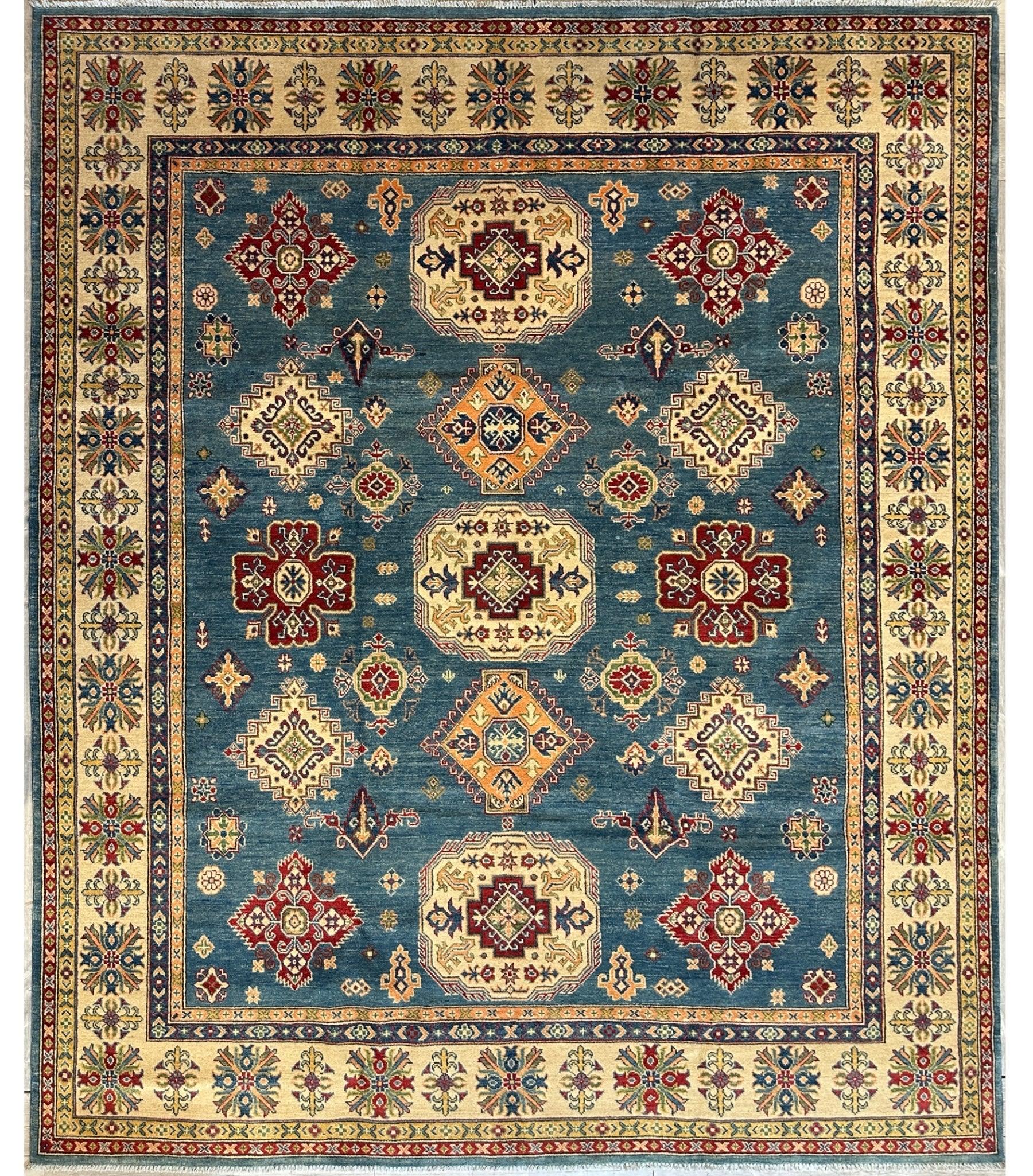 Fine Hand Knotted Afghani Super Kazak Rug 8’4 x 10’5”