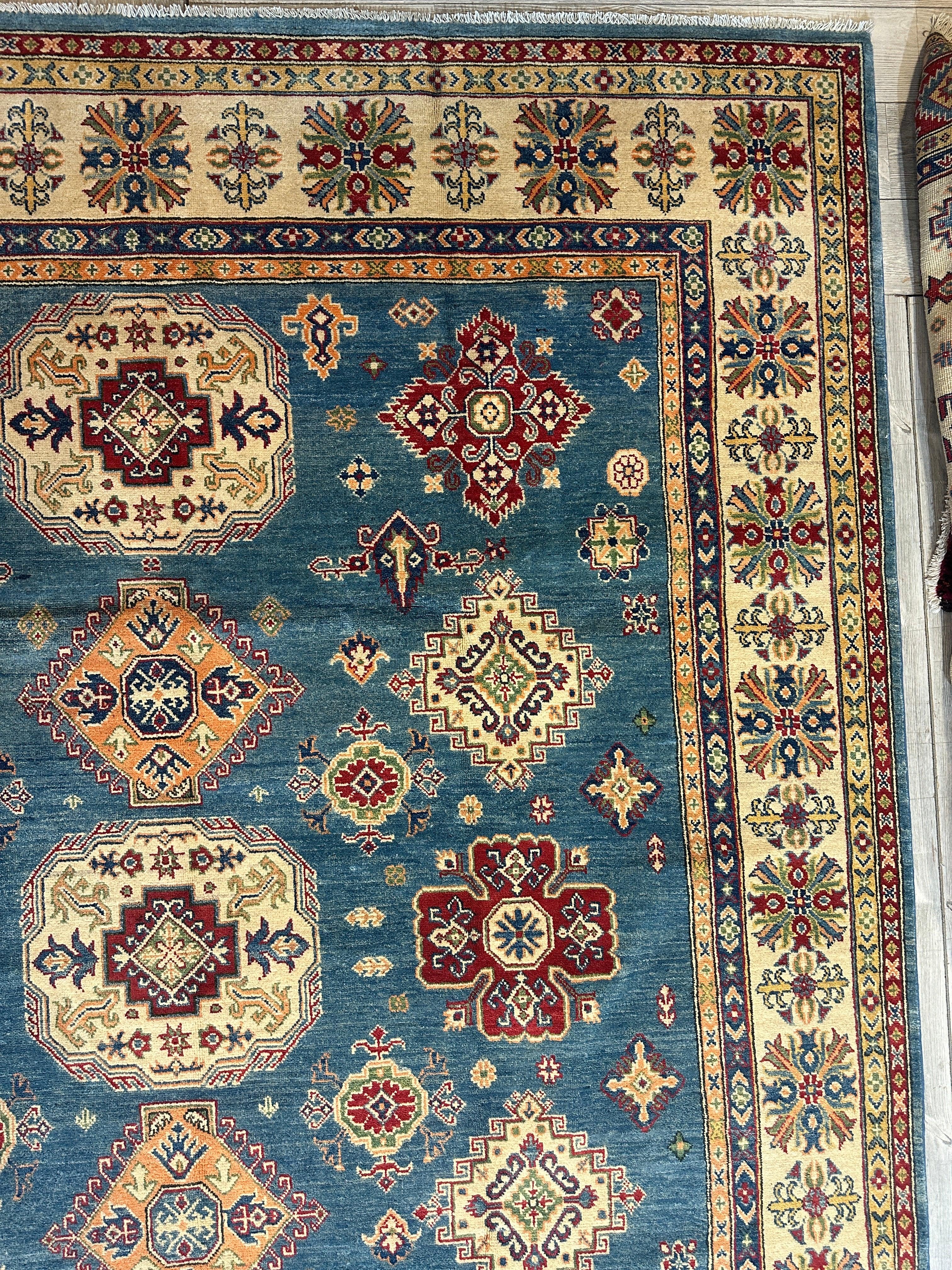 Fine Hand Knotted Afghani Super Kazak Rug 8’4 x 10’5”