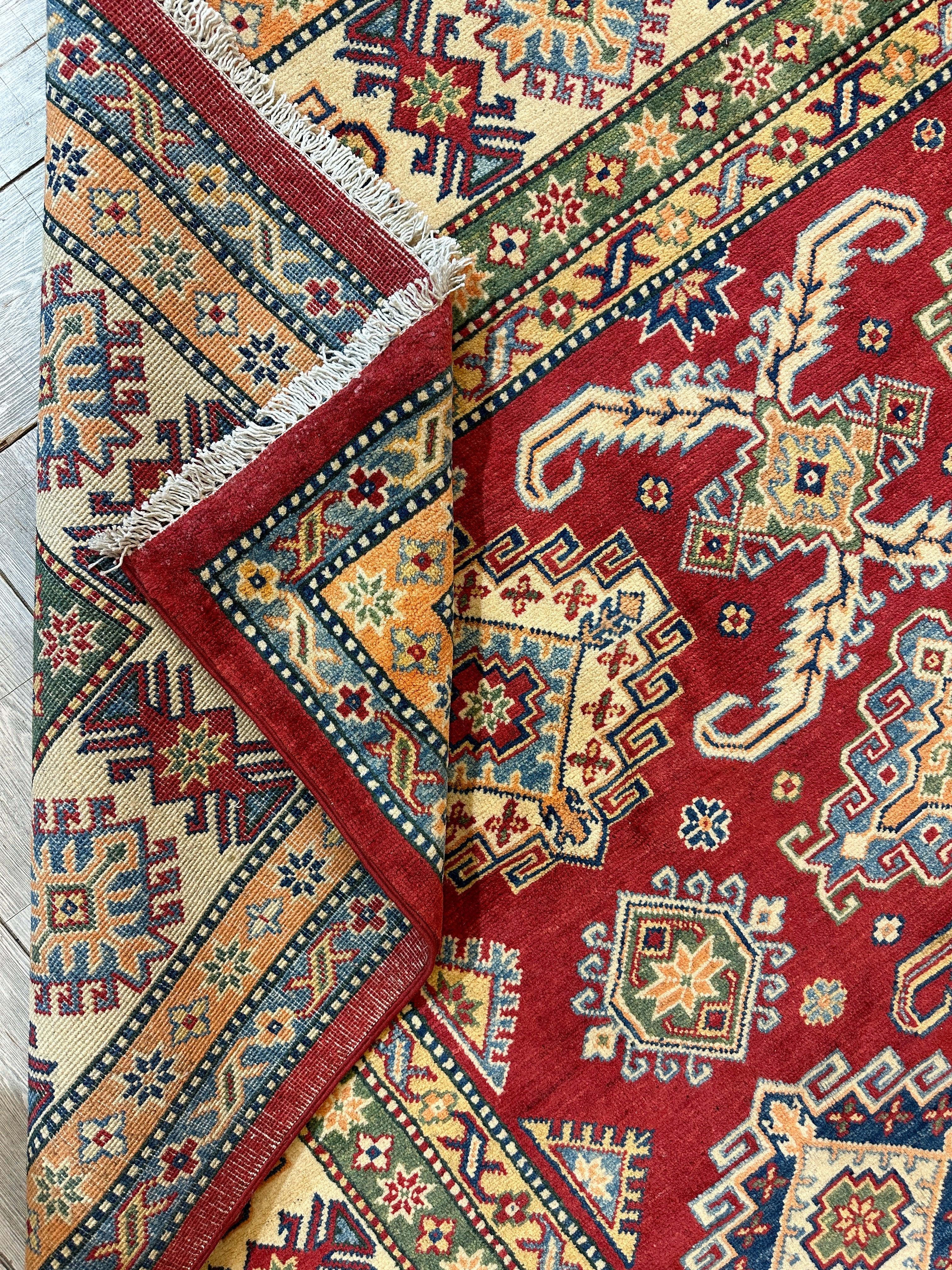 Fine Hand Knotted Afghani Super Kazak Rug 9 x 12