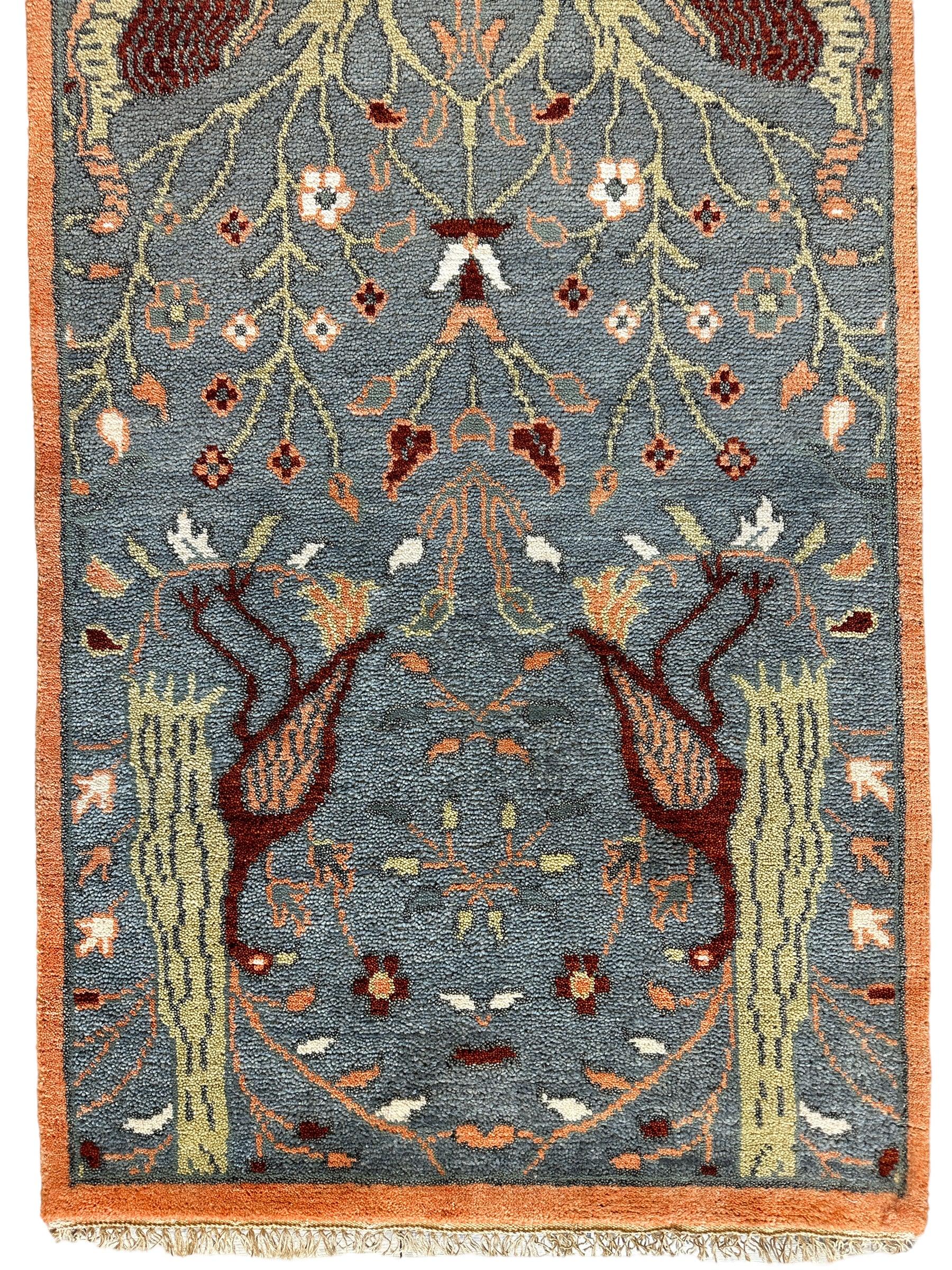 Fine Hand-Knotted Birds Pictorial Throw Rug 3’ x 5’