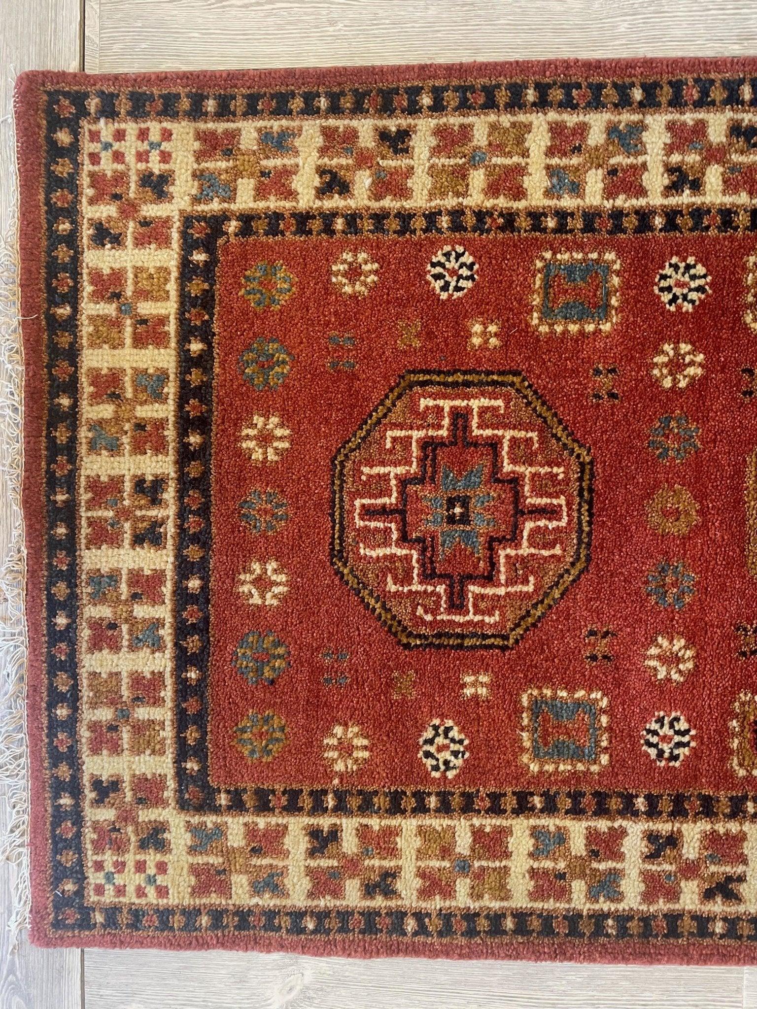 Fine Indo Caucasian Hand Made Runner Rug 3x6 Ft