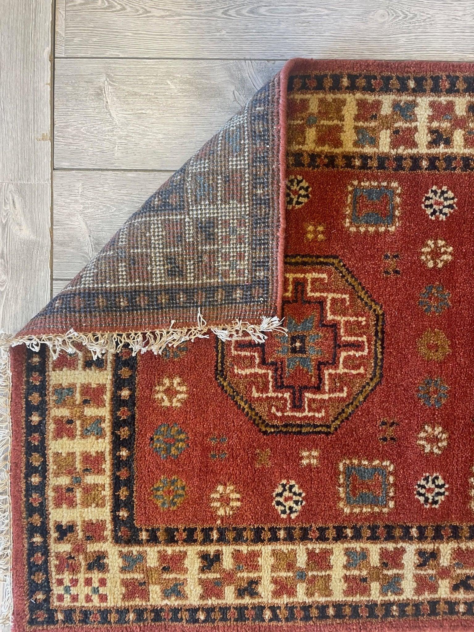 Fine Indo Caucasian Hand Made Runner Rug 3x6 Ft