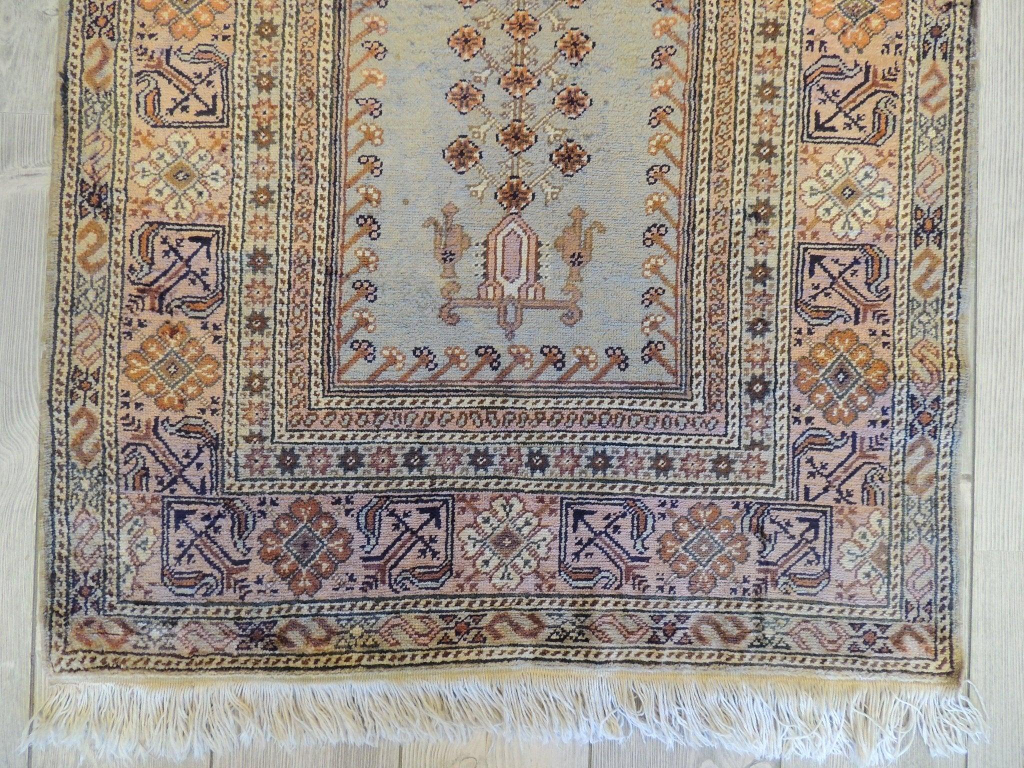 Fine Vintage Hand-Knotted Kayseri Silk Prayer Rug 34''x55''