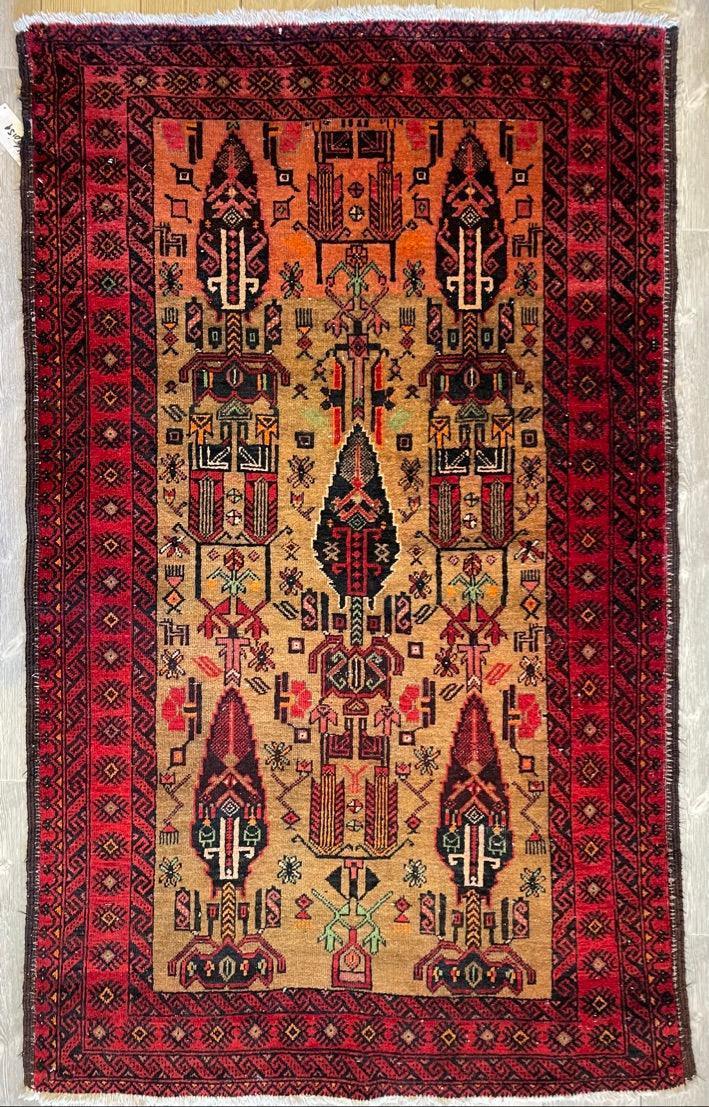 Fine Vintage Wool Baluch Rug 6x4 ft