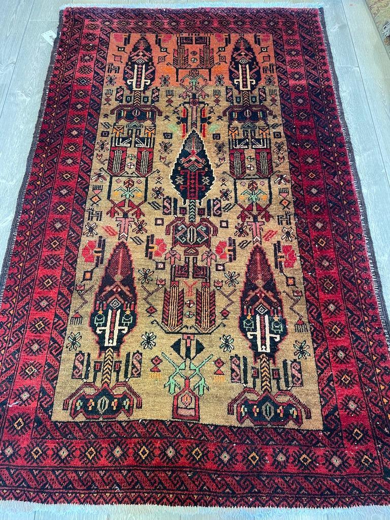 Fine Vintage Wool Baluch Rug 6x4 ft