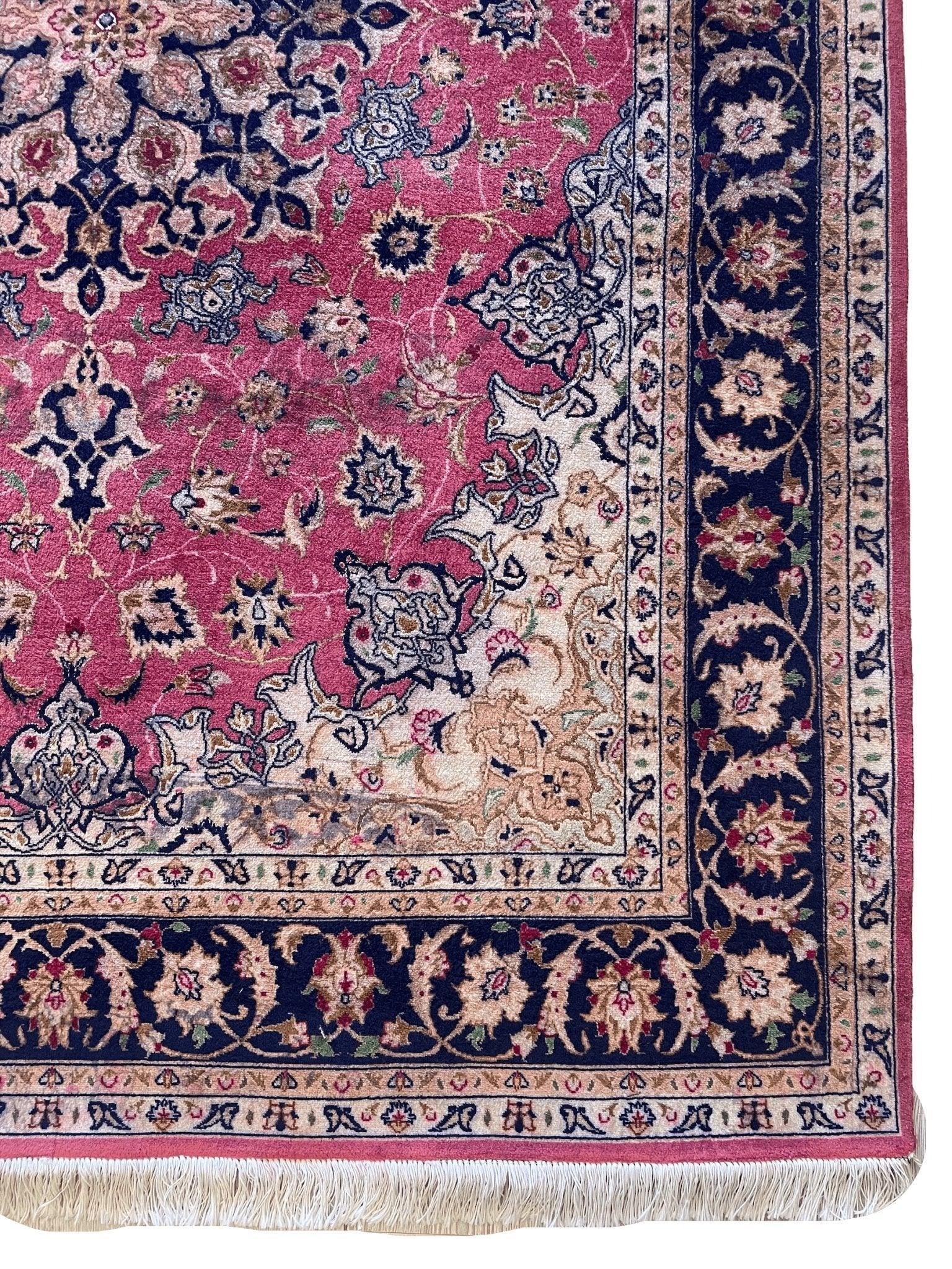 Fine Weave Vintage Wool and Silk Tabriz Rug 7 x 4'10''